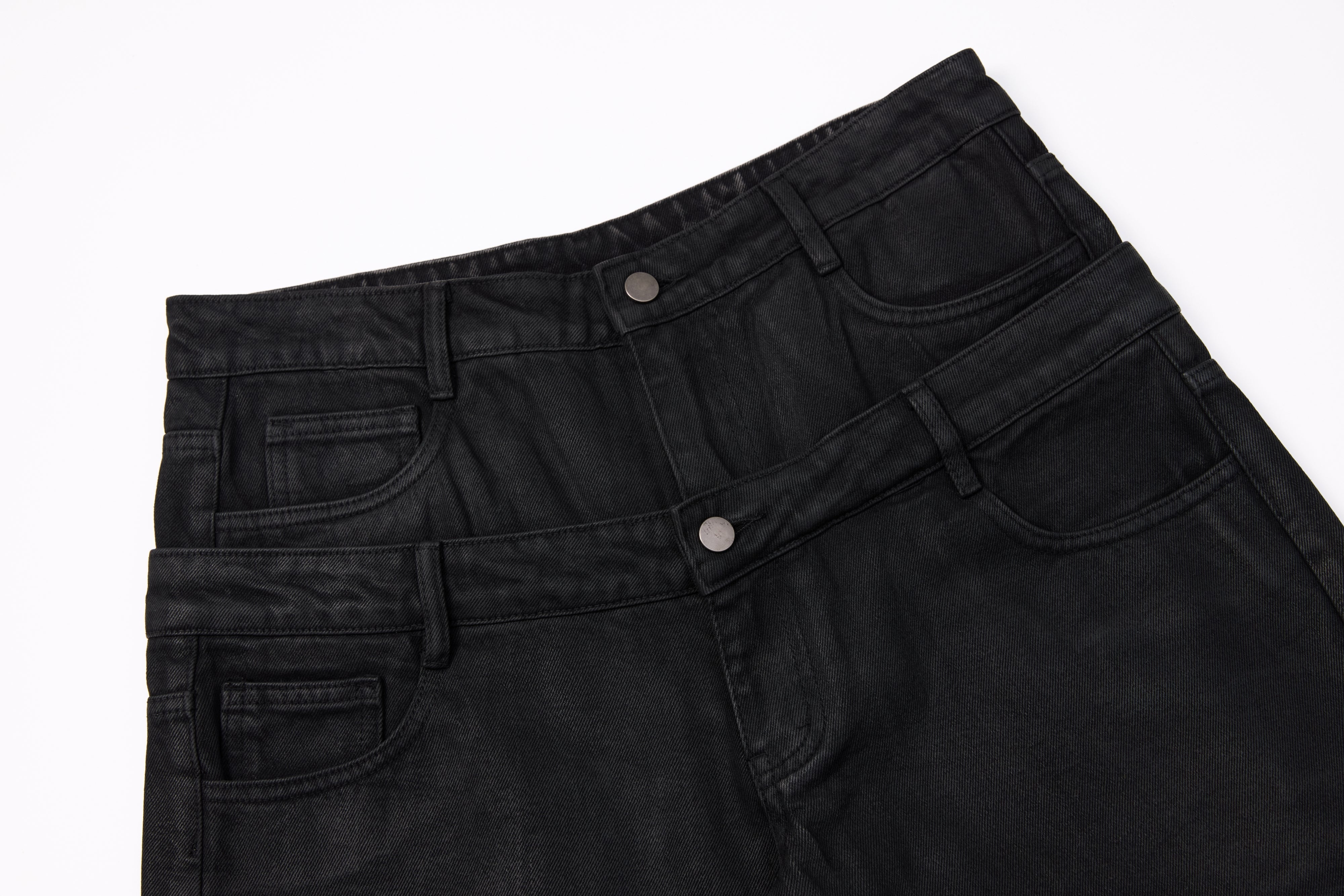 CapCabin Double-Waist Washed Wide-Leg Jeans