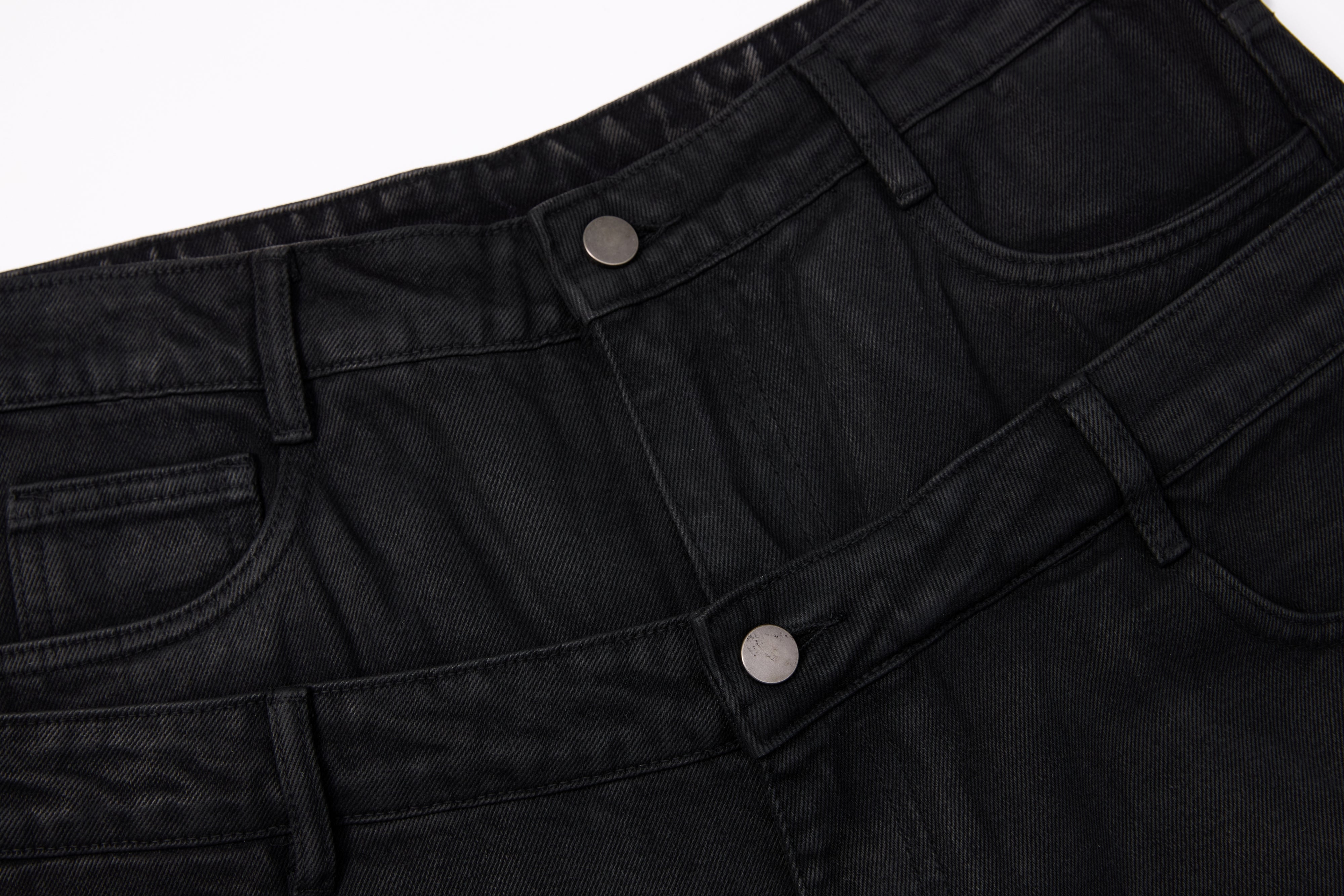 CapCabin Double-Waist Washed Wide-Leg Jeans