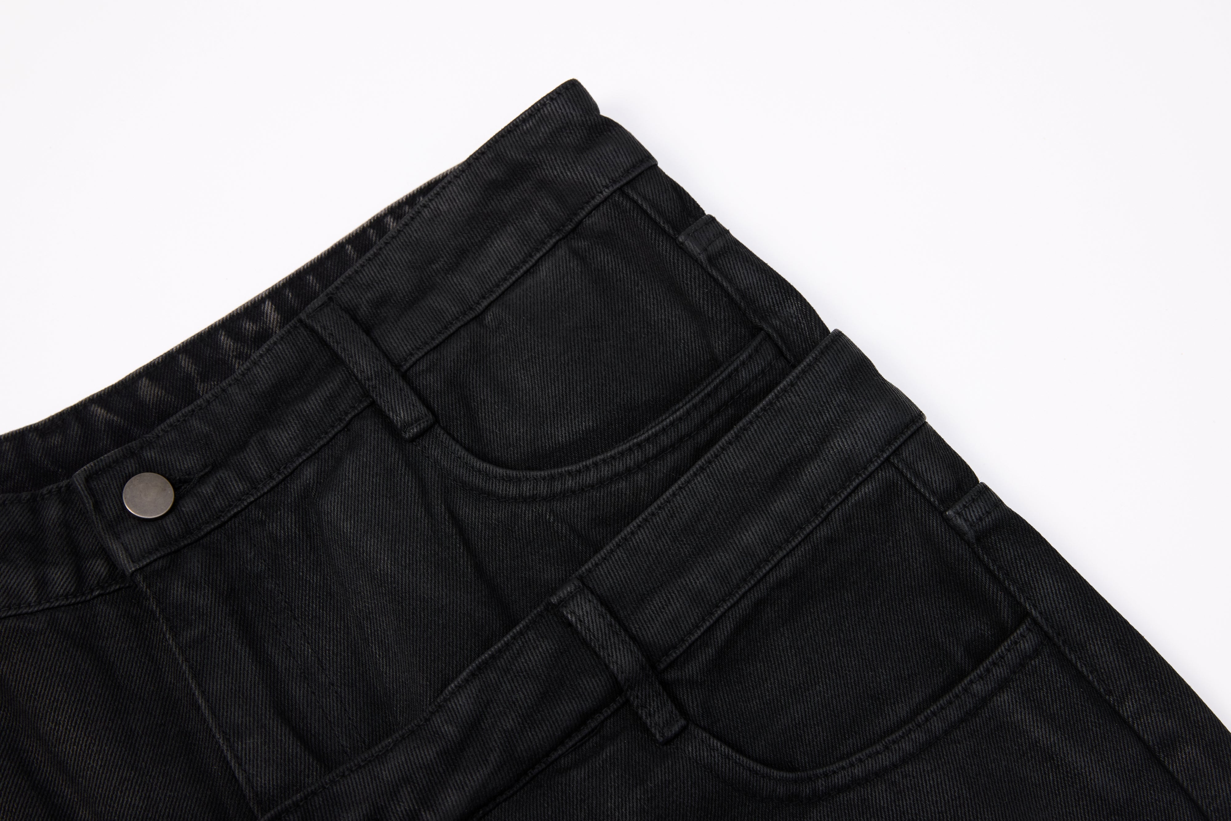 CapCabin Double-Waist Washed Wide-Leg Jeans