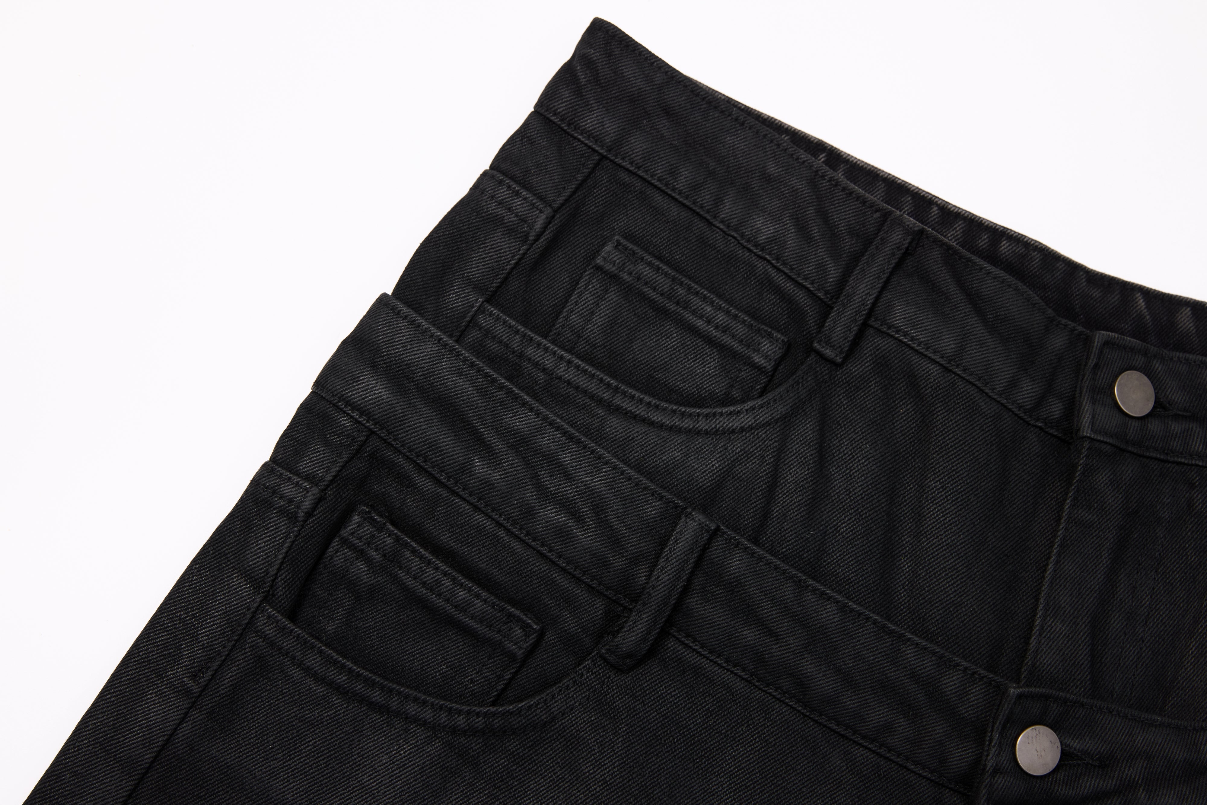CapCabin Double-Waist Washed Wide-Leg Jeans