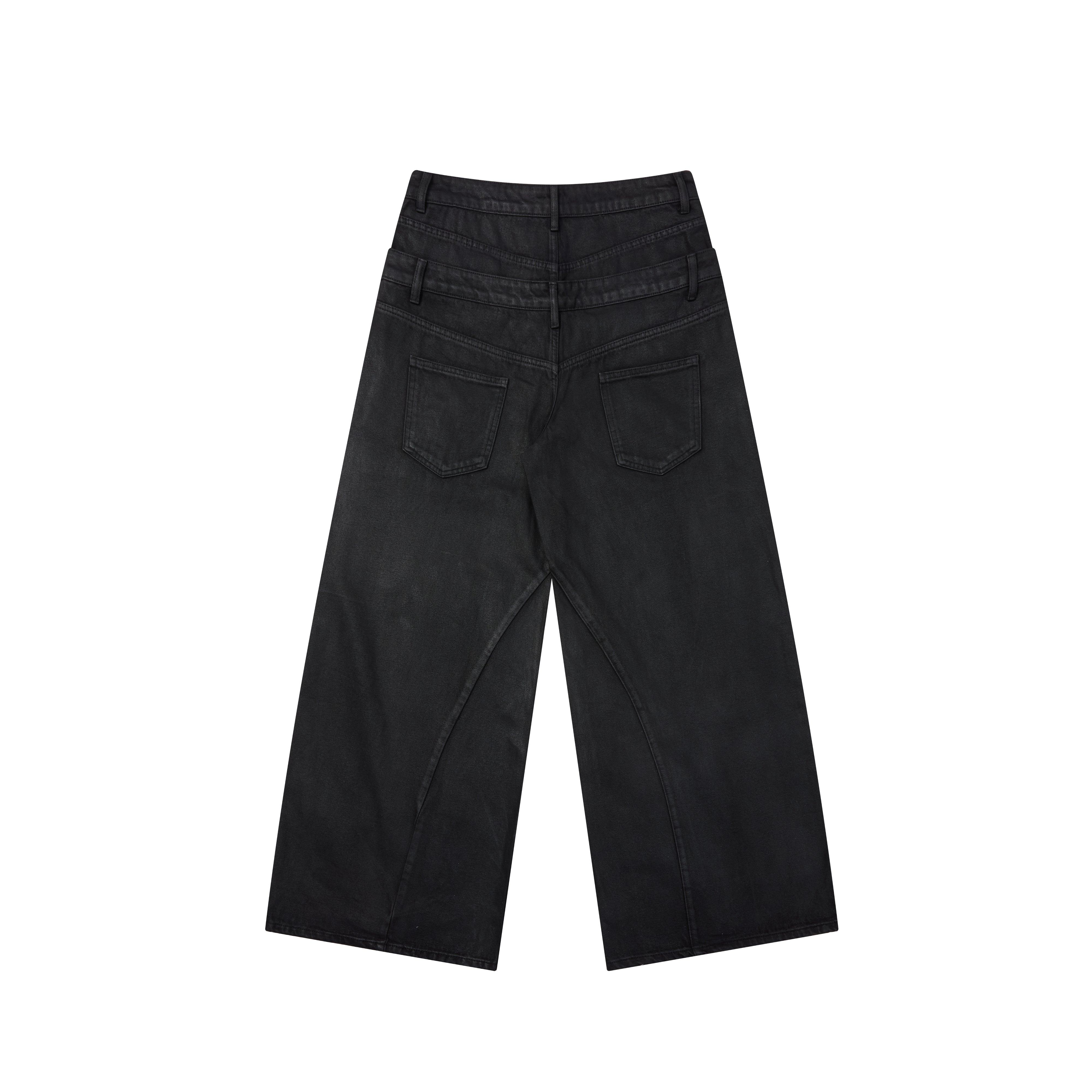 CapCabin Double-Waist Washed Wide-Leg Jeans