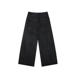 CapCabin Double-Waist Washed Wide-Leg Jeans