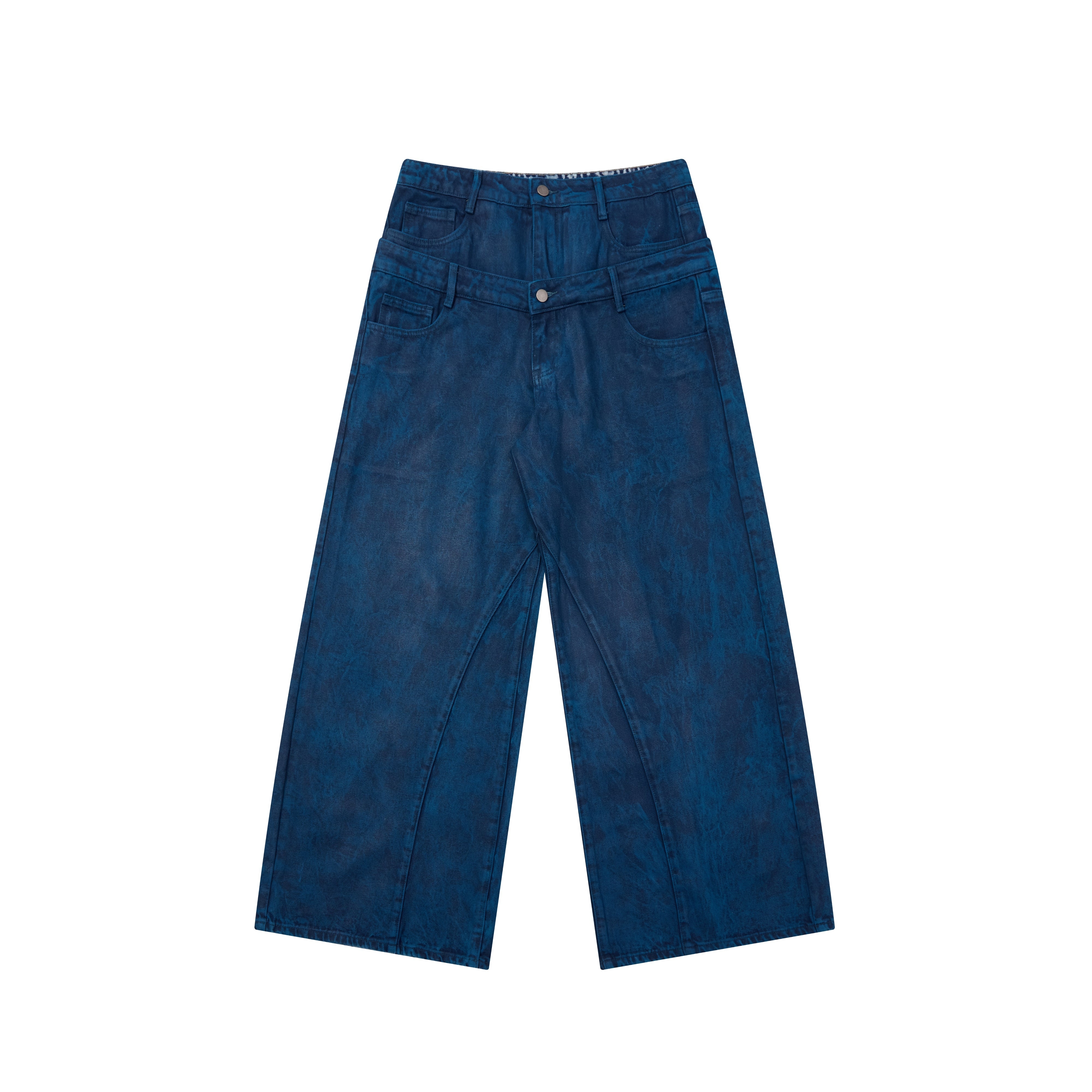 CapCabin Double-Waist Washed Wide-Leg Jeans