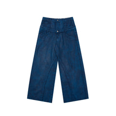CapCabin Double-Waist Washed Wide-Leg Jeans