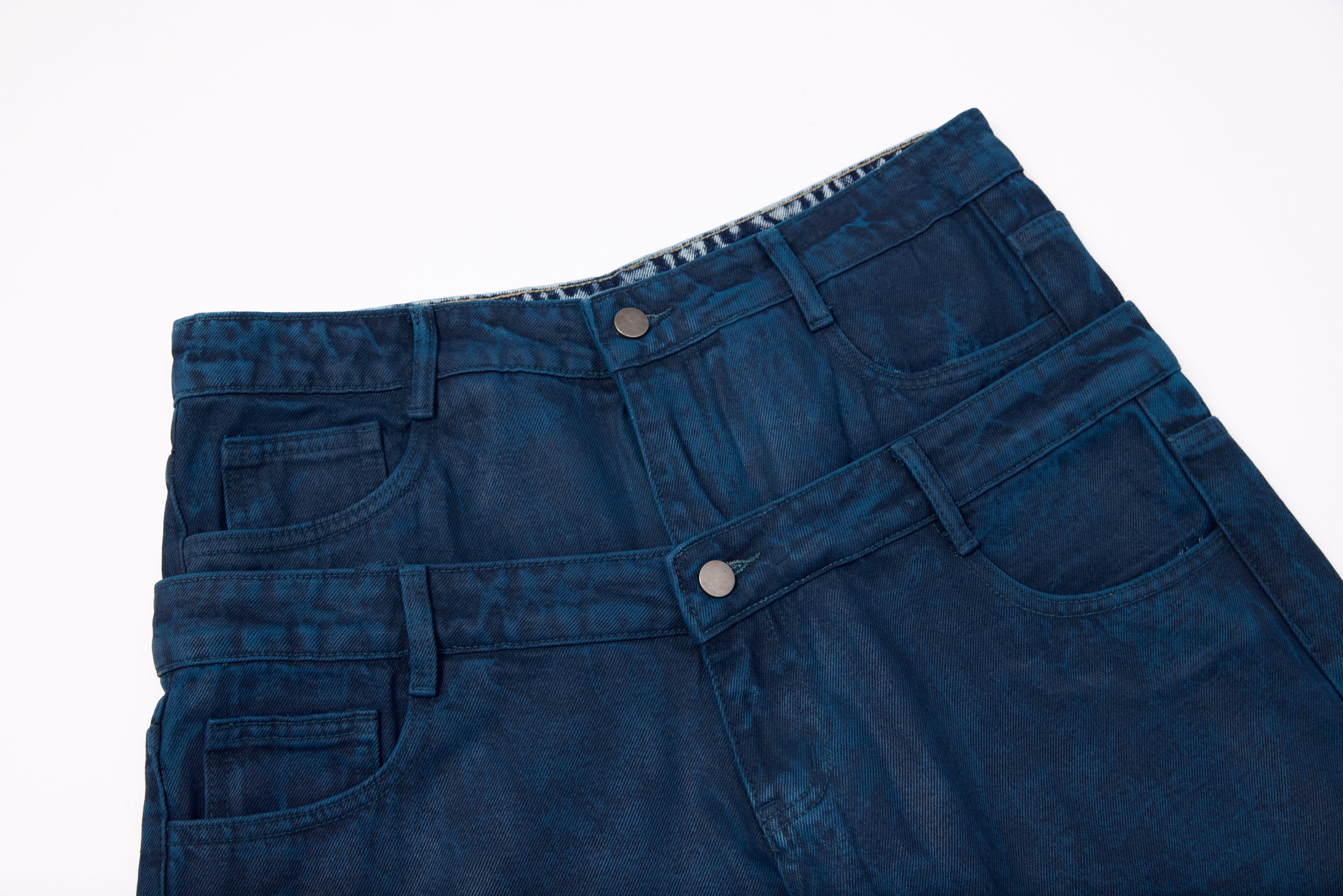 CapCabin Double-Waist Washed Wide-Leg Jeans