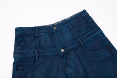 CapCabin Double-Waist Washed Wide-Leg Jeans