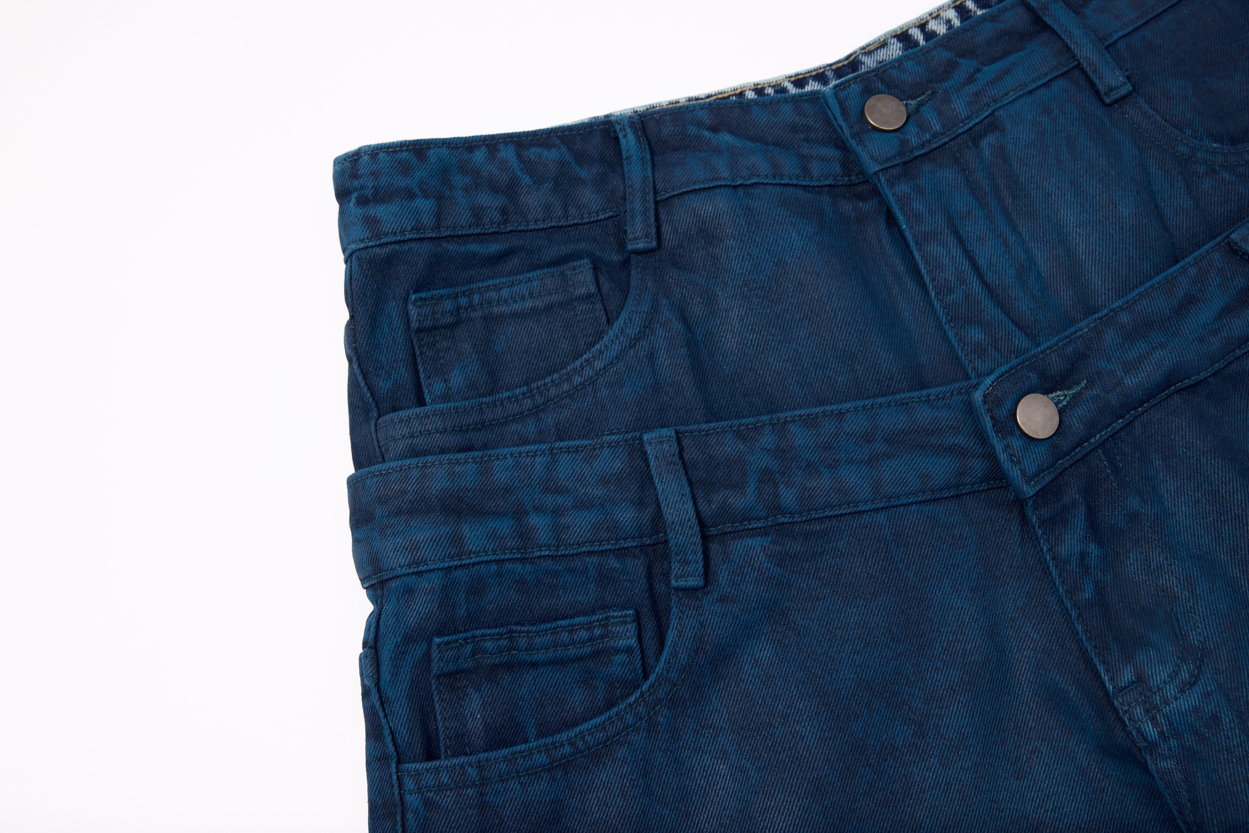 CapCabin Double-Waist Washed Wide-Leg Jeans