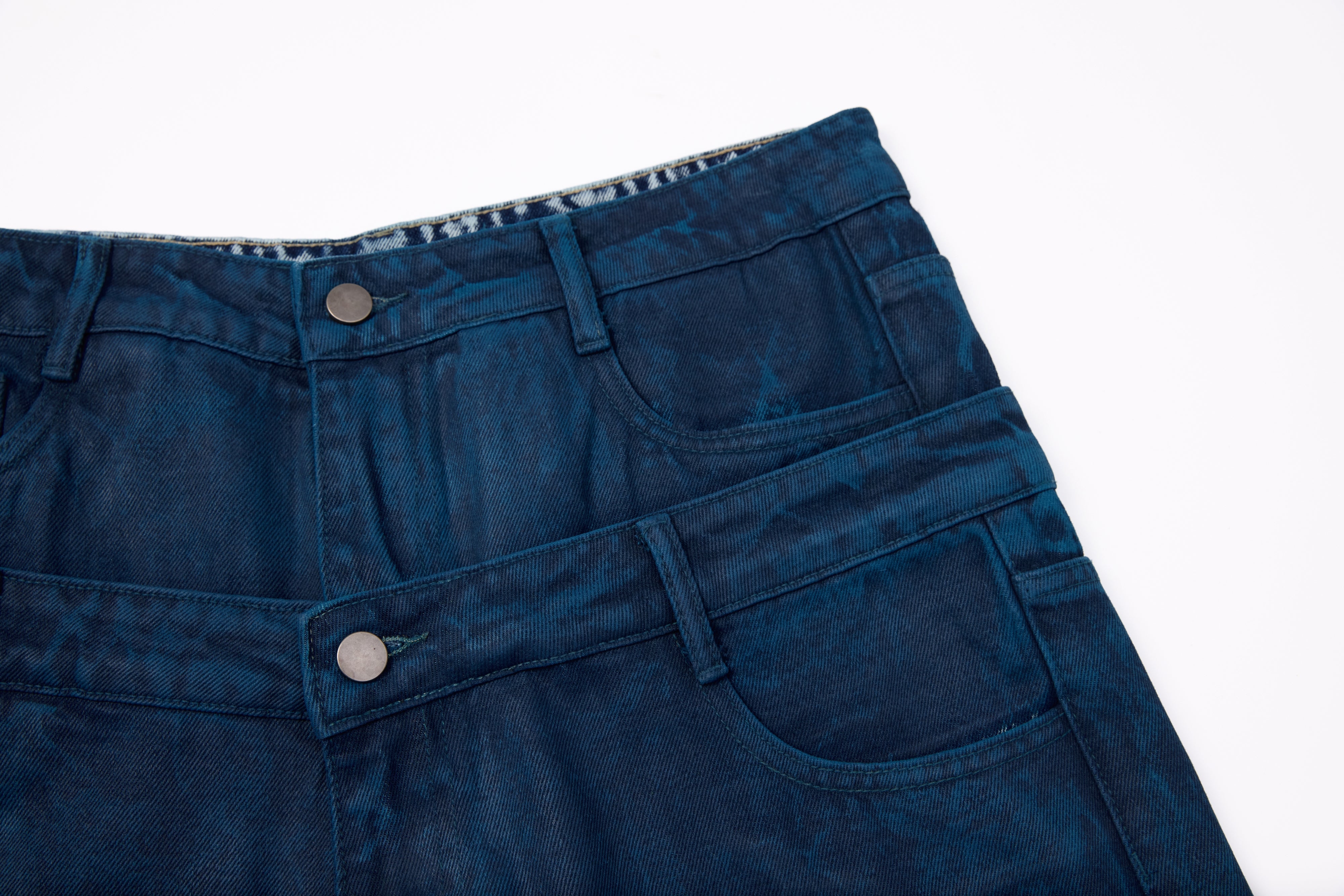 CapCabin Double-Waist Washed Wide-Leg Jeans