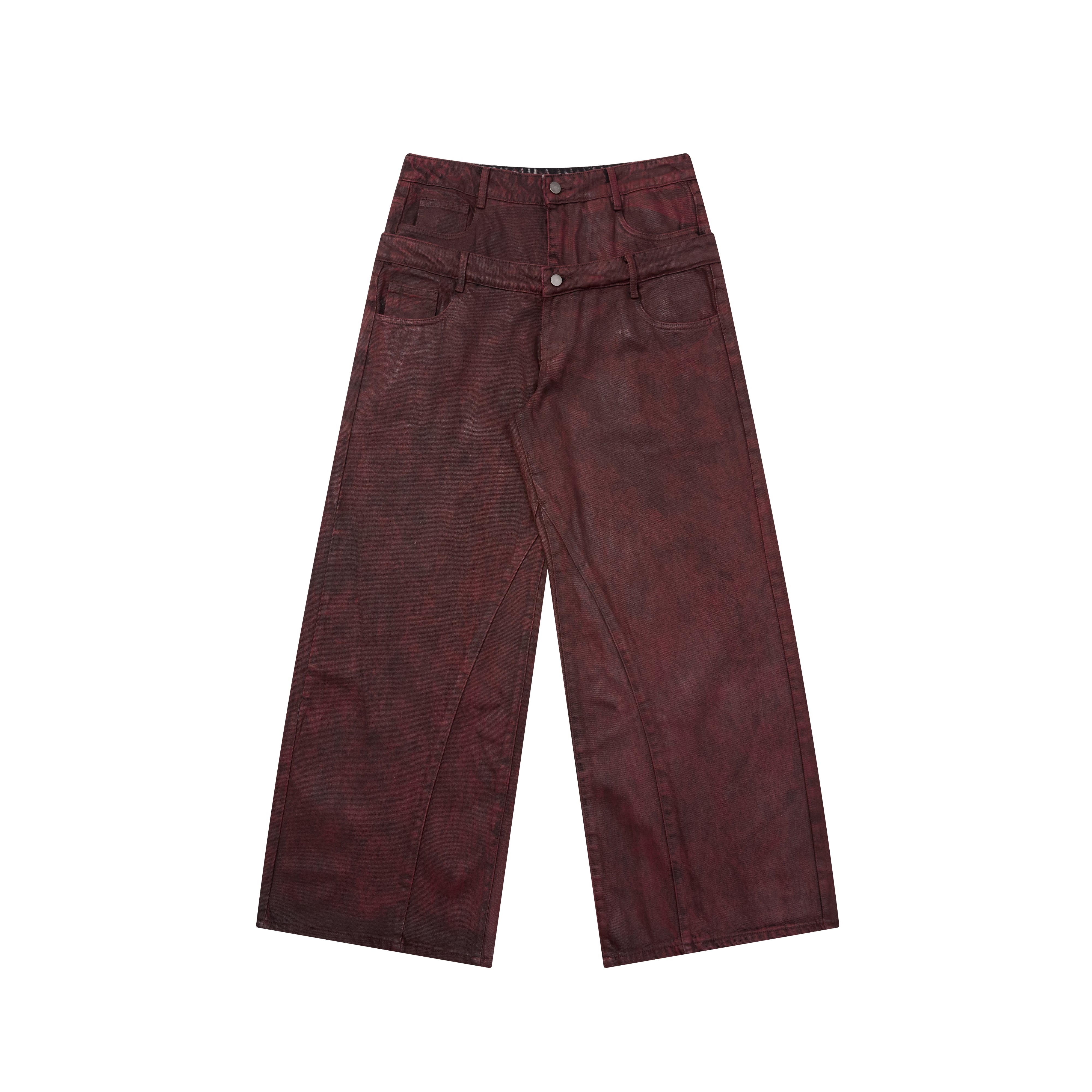CapCabin Double-Waist Washed Wide-Leg Jeans