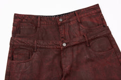 CapCabin Double-Waist Washed Wide-Leg Jeans