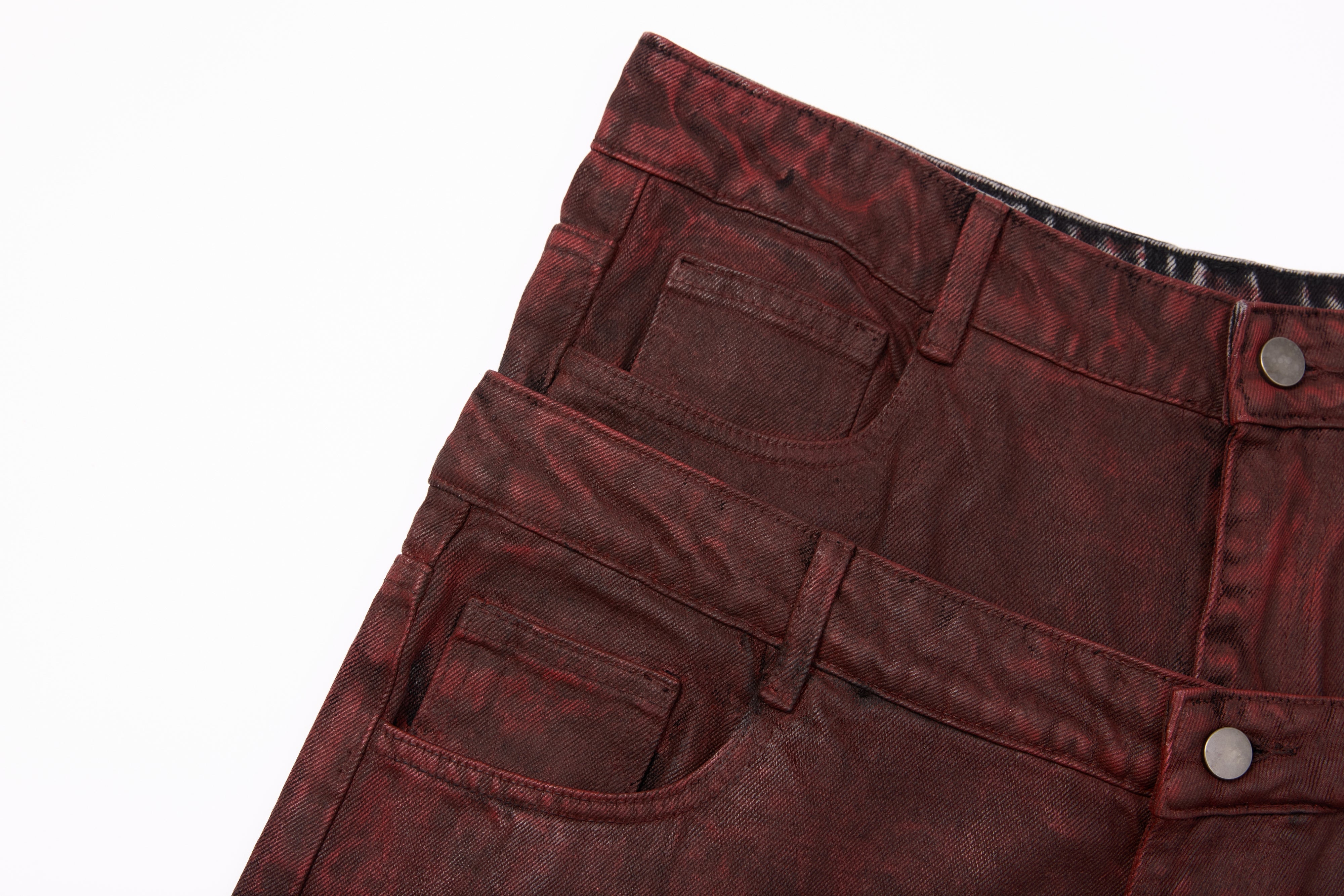 CapCabin Double-Waist Washed Wide-Leg Jeans