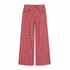 CapCabin All-Over Script Print Wide-Leg Pants