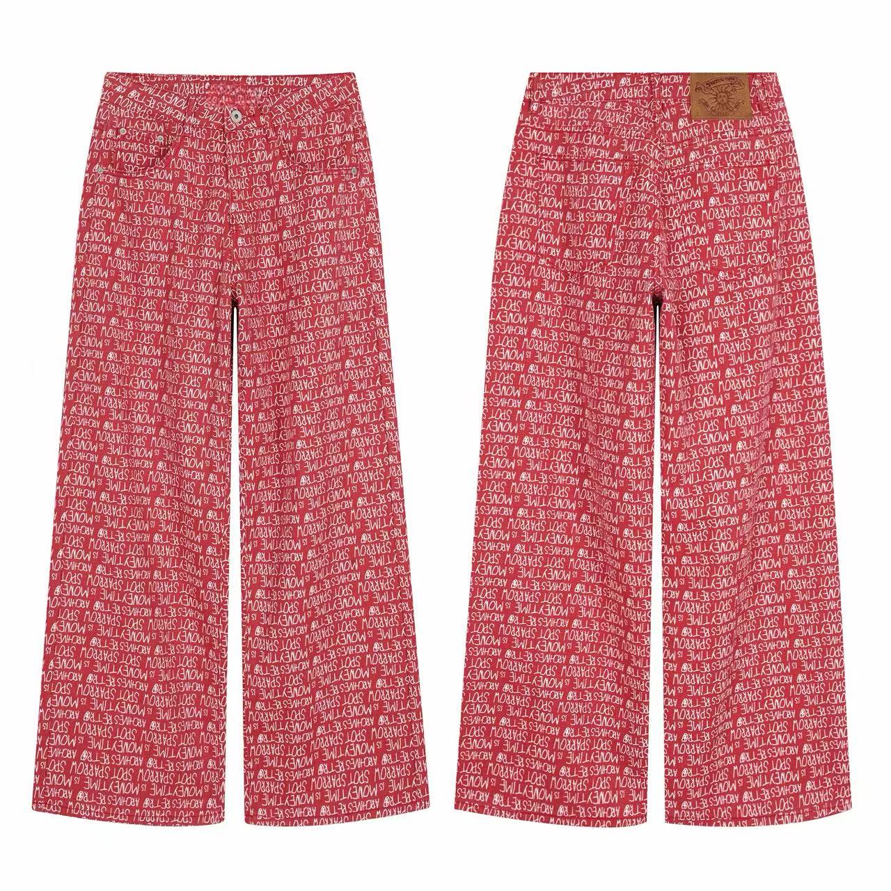 CapCabin All-Over Script Print Wide-Leg Pants