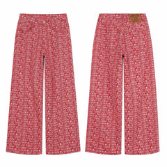 CapCabin All-Over Script Print Wide-Leg Pants