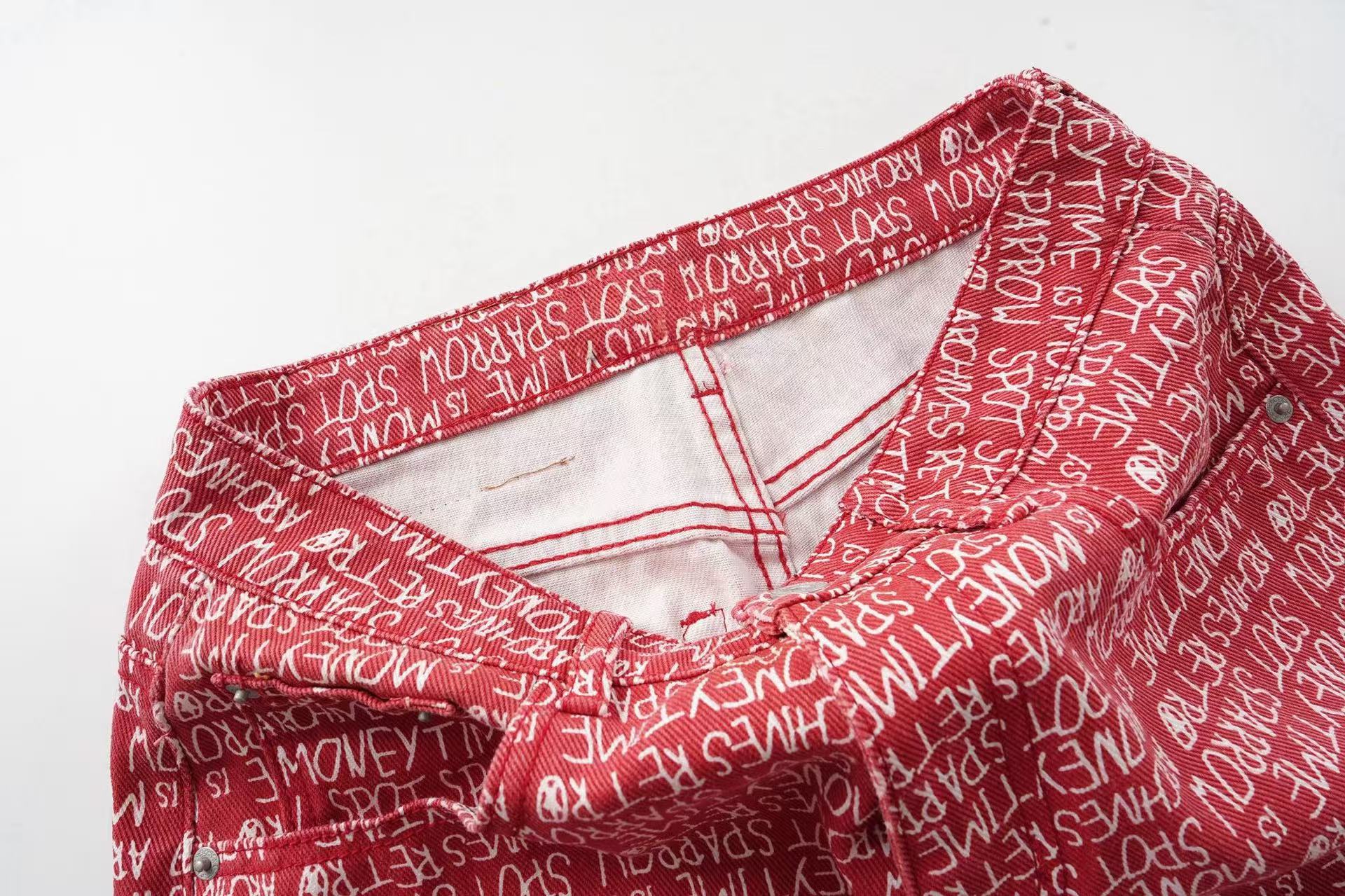 CapCabin All-Over Script Print Wide-Leg Pants