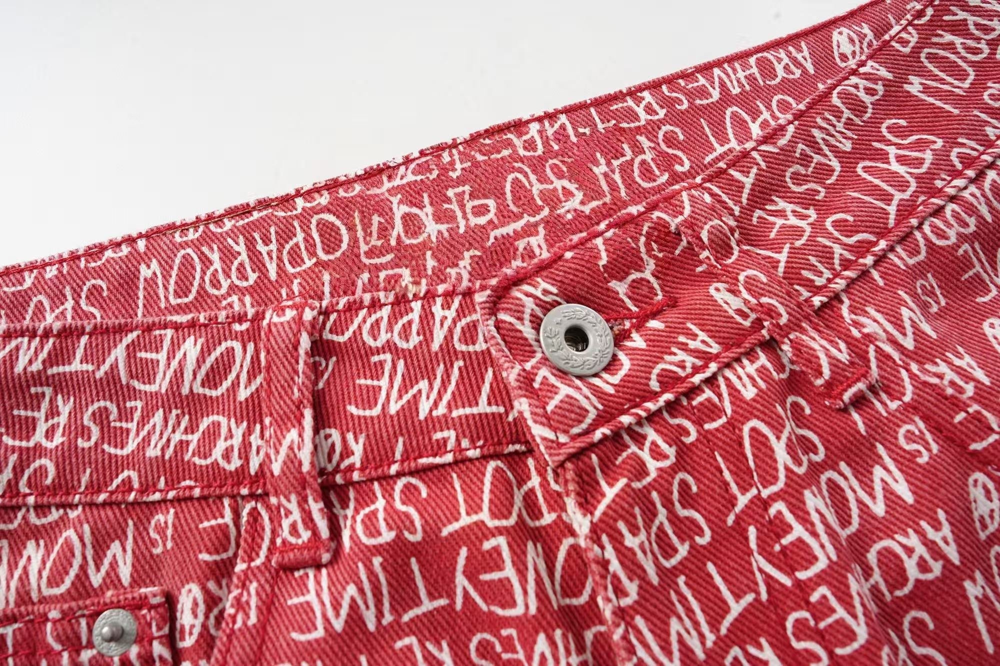 CapCabin All-Over Script Print Wide-Leg Pants