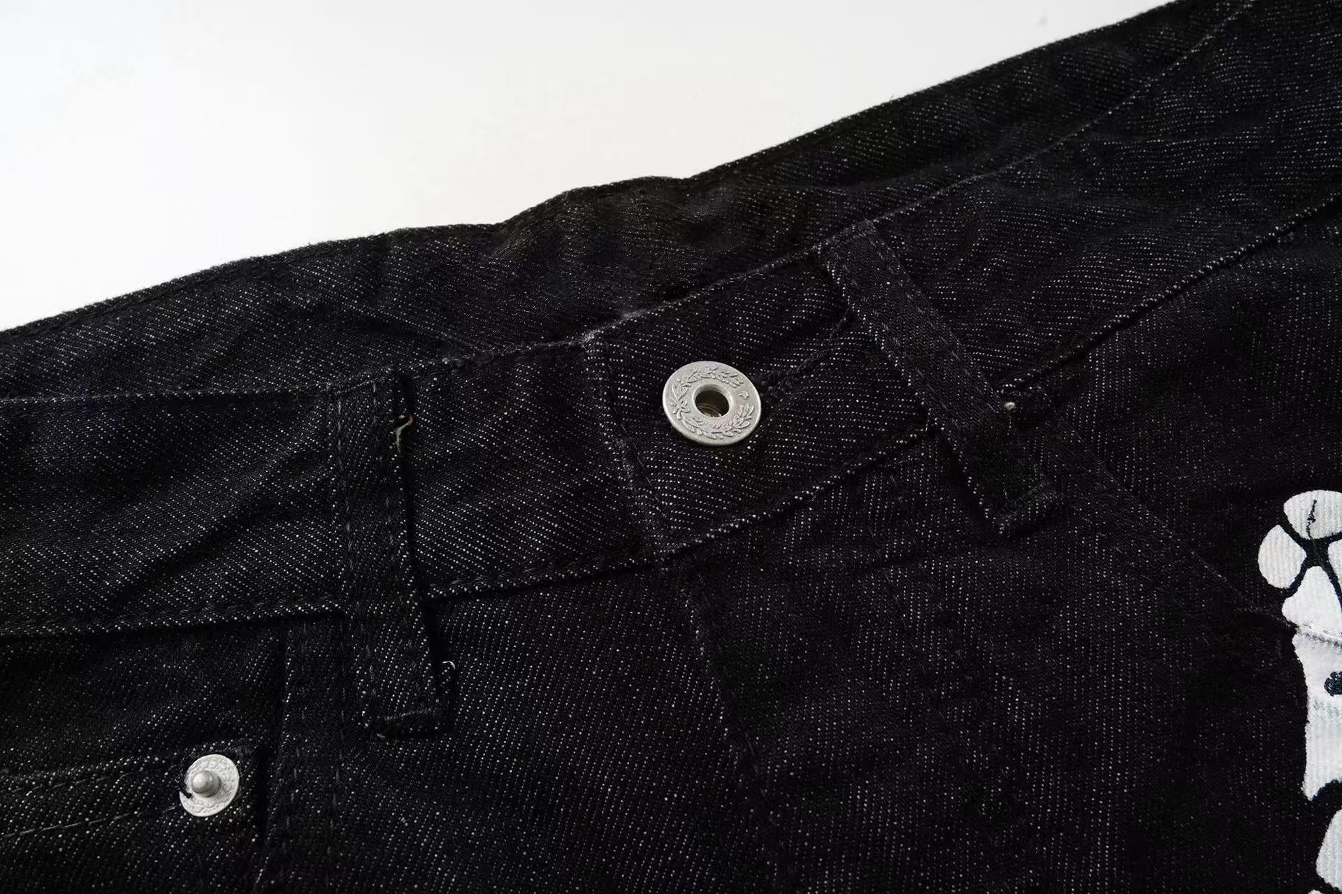 CapCabin Skeleton Graphic Wide-Leg Denim Pants