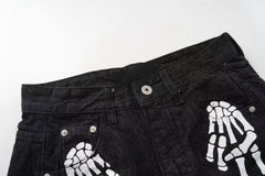CapCabin Skeleton Graphic Wide-Leg Denim Pants