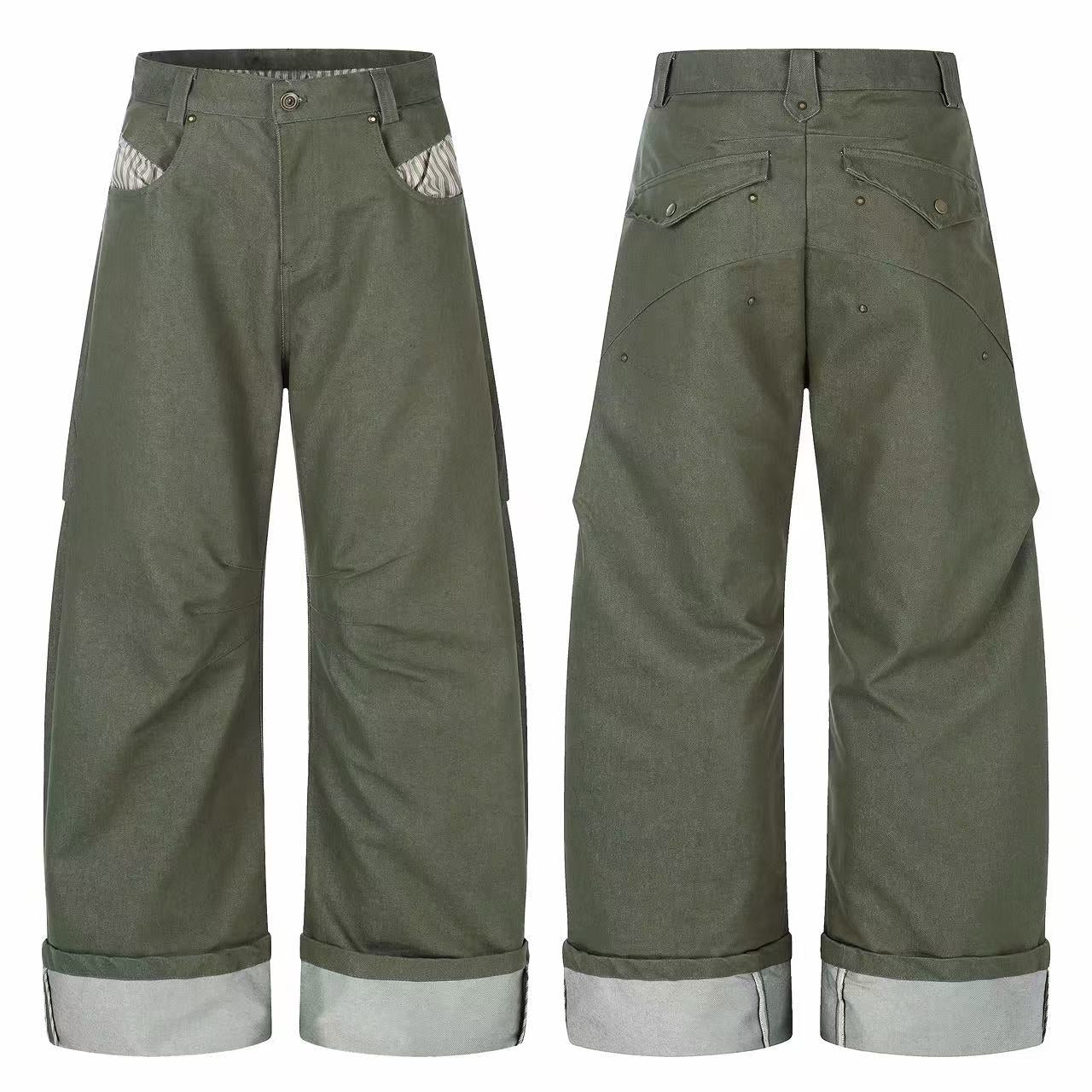CapCabin “Vintage Utility Fold-Hem Pants”