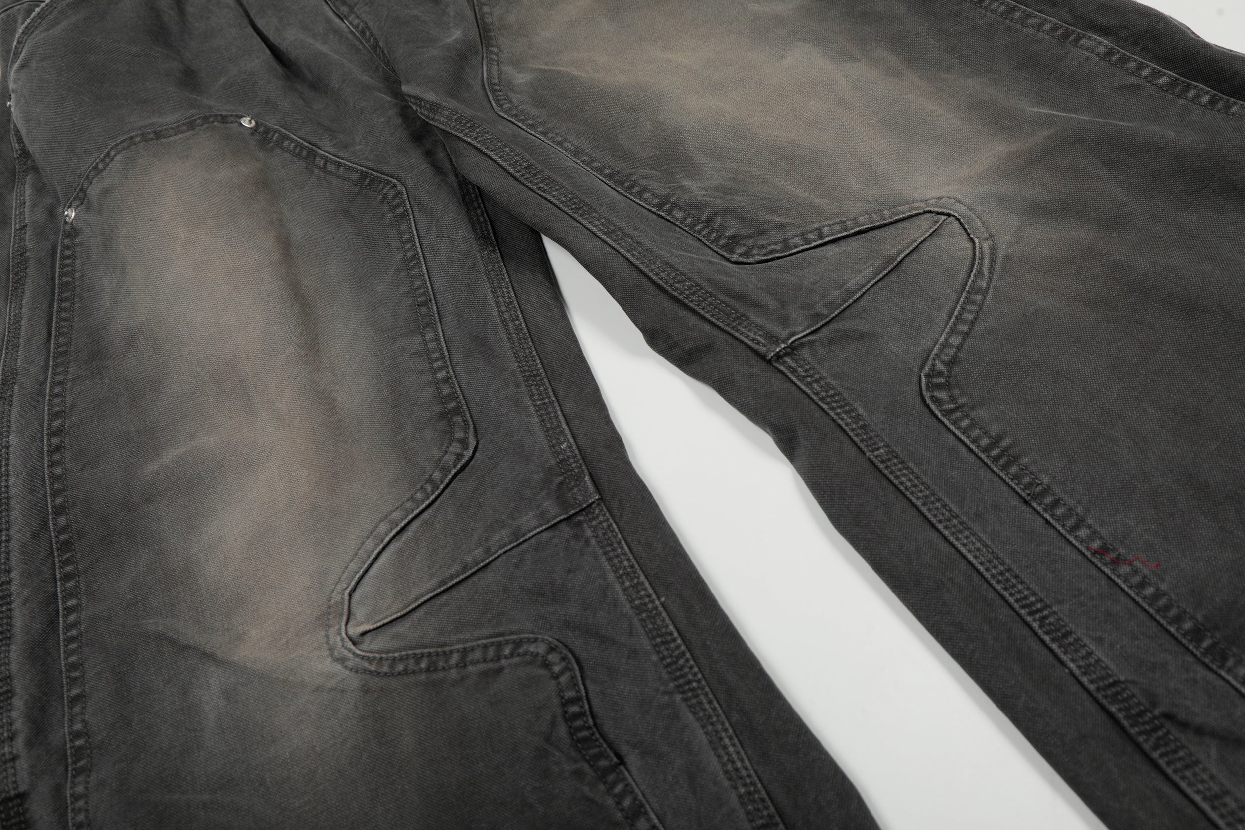 CapCabin Washed Utility Wide-Leg Denim Pants