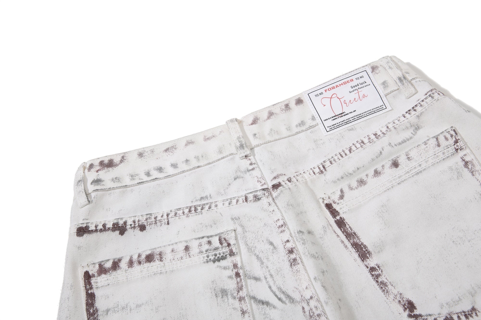 CapCabin Washed Panel Denim Pants