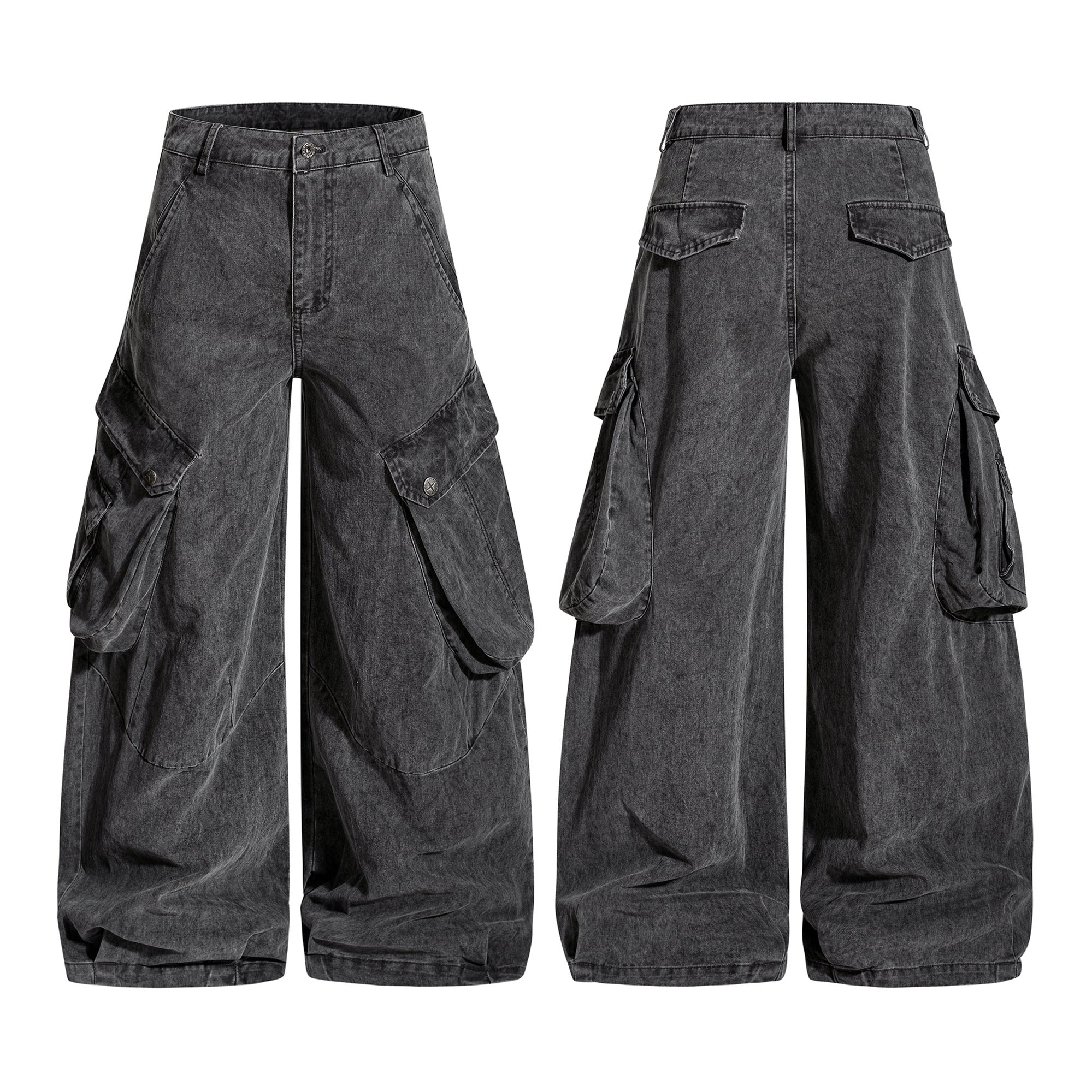 CapCabin Washed Wide-Leg Cargo Pants