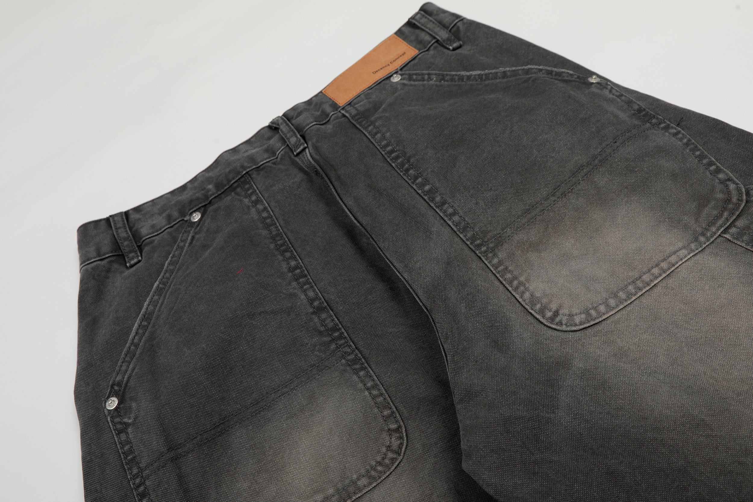 CapCabin Washed Utility Wide-Leg Denim Pants