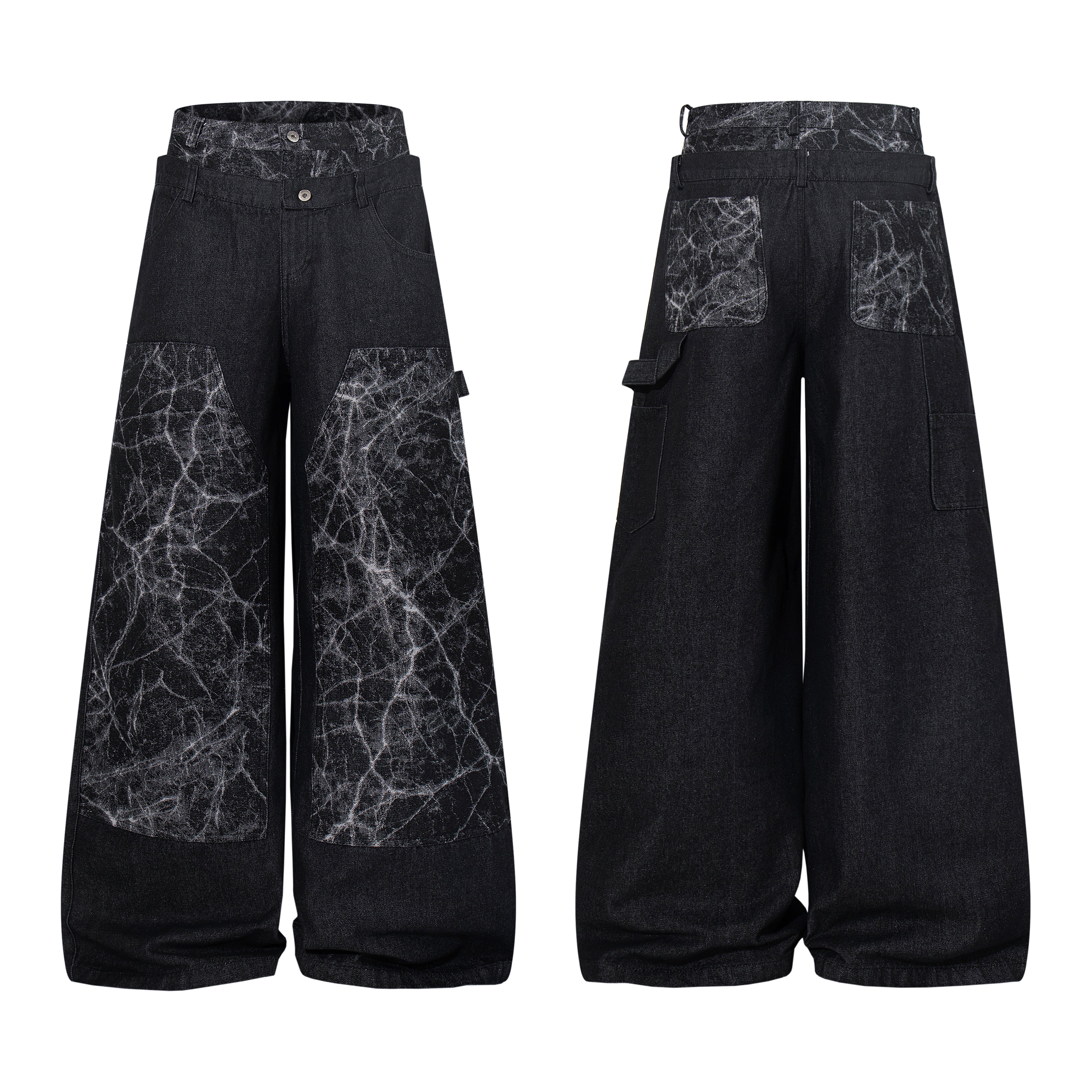 CapCabin Cracked Panel Wide-Leg Pants