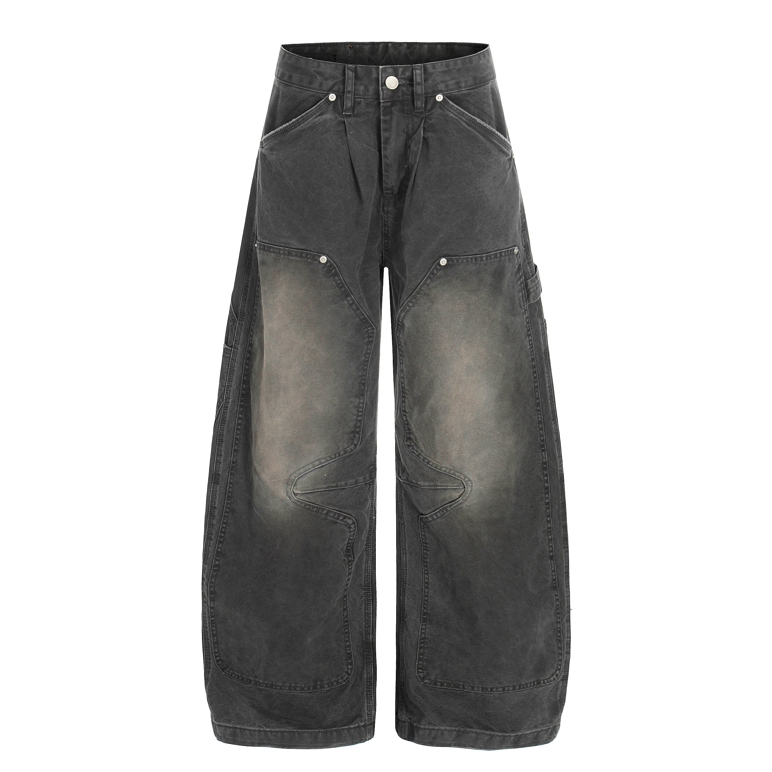 CapCabin Washed Utility Wide-Leg Denim Pants