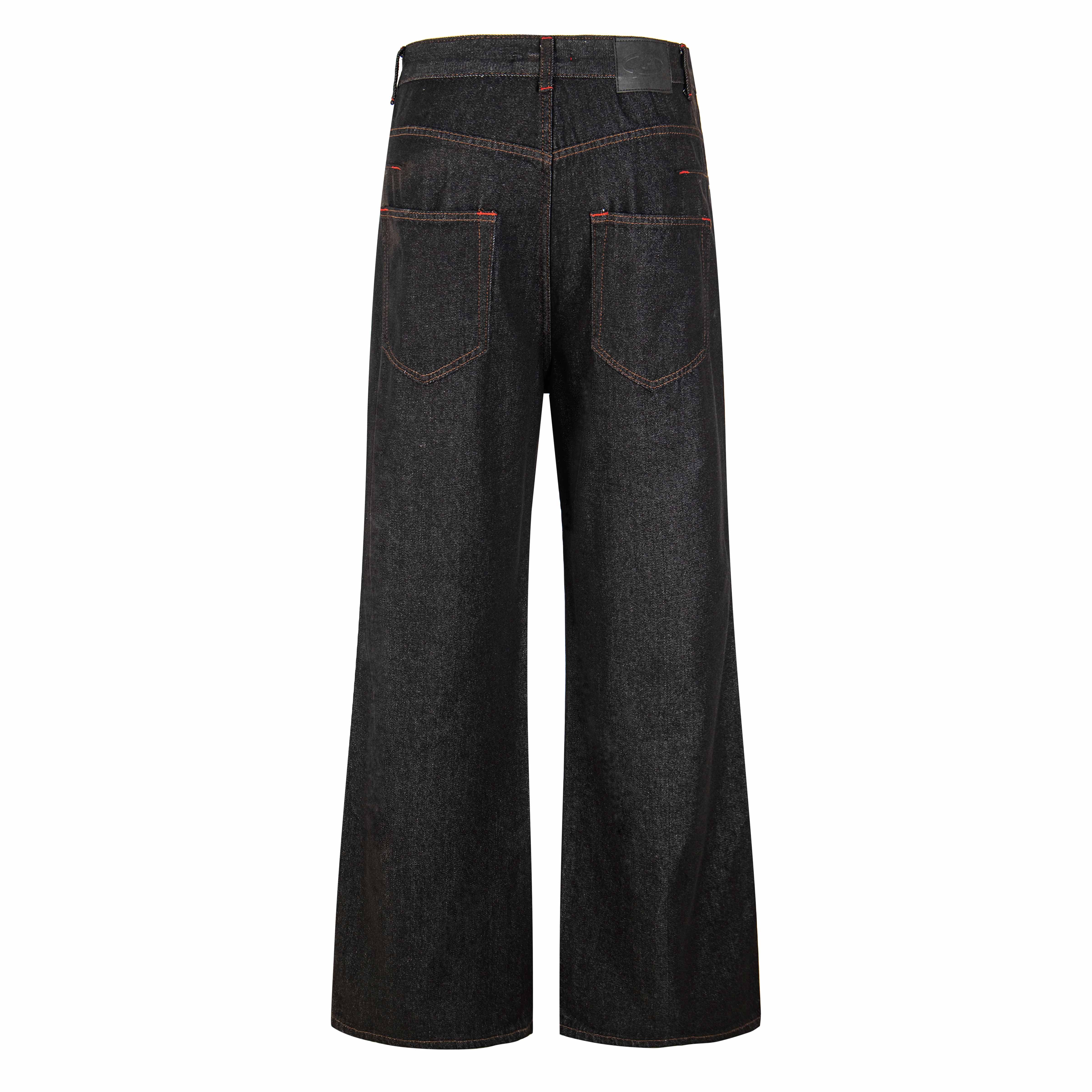 CapCabin Hook Closure Wide-Leg Denim Pants