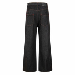 CapCabin Hook Closure Wide-Leg Denim Pants