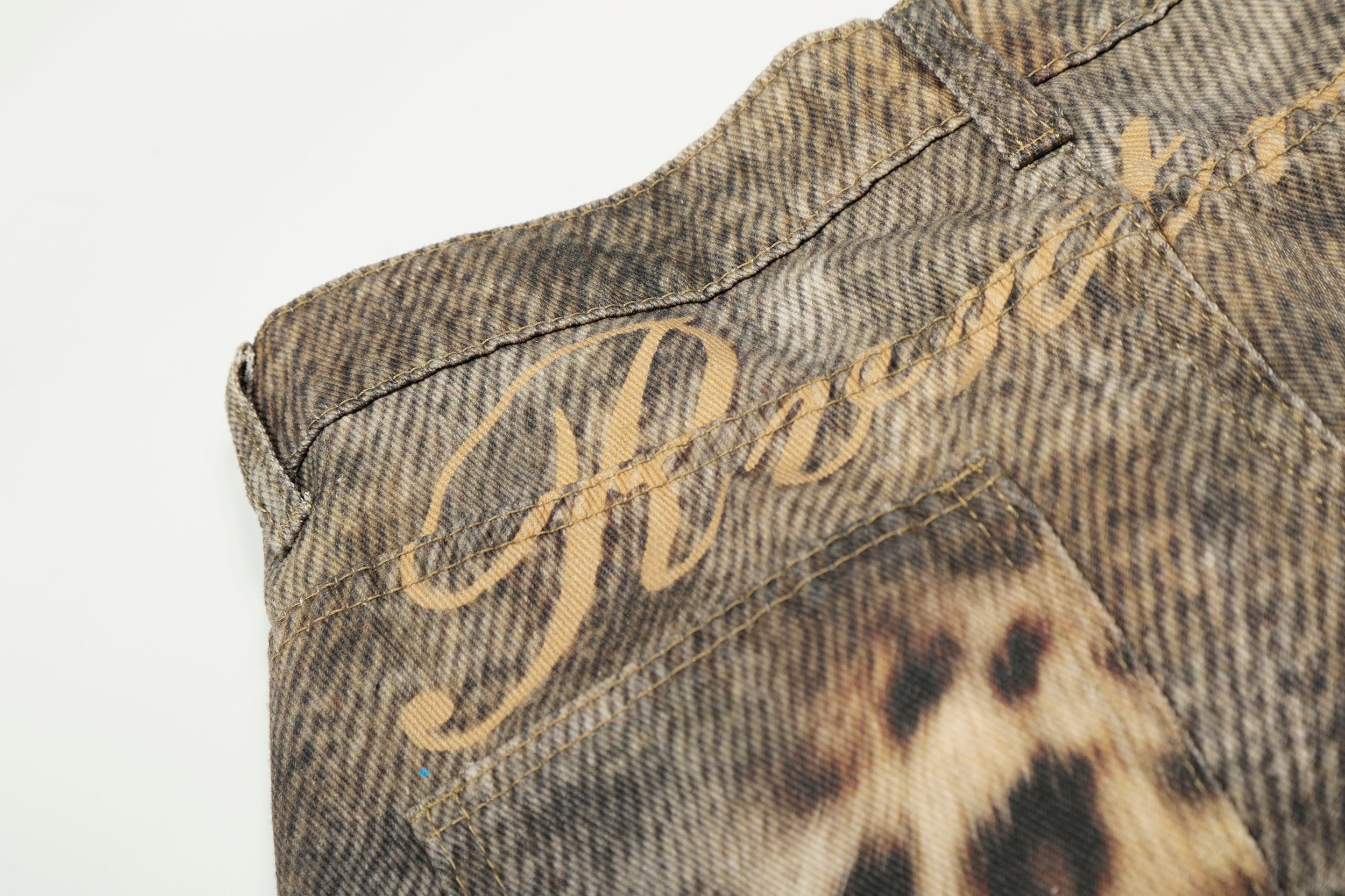 CapCabin Leopard Wash Wide-Leg Jeans