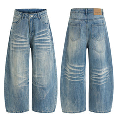 CapCabin Heavy Washed Wide-Leg Denim Jeans