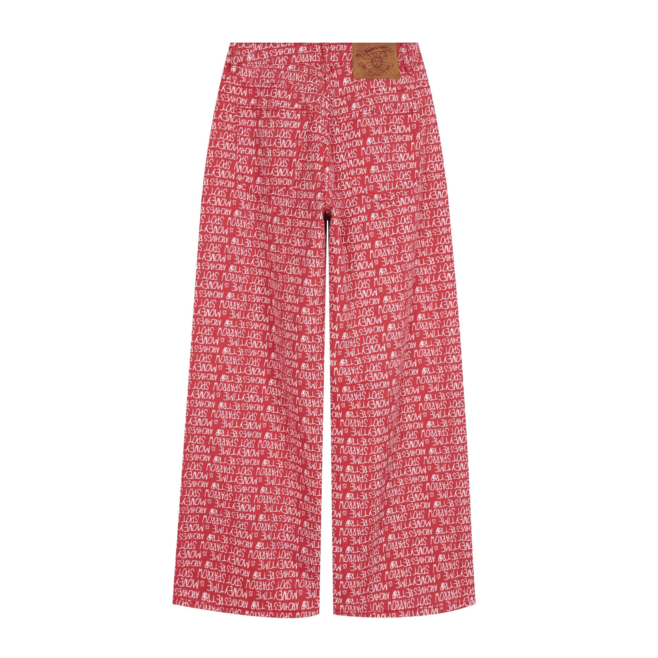 CapCabin All-Over Script Print Wide-Leg Pants