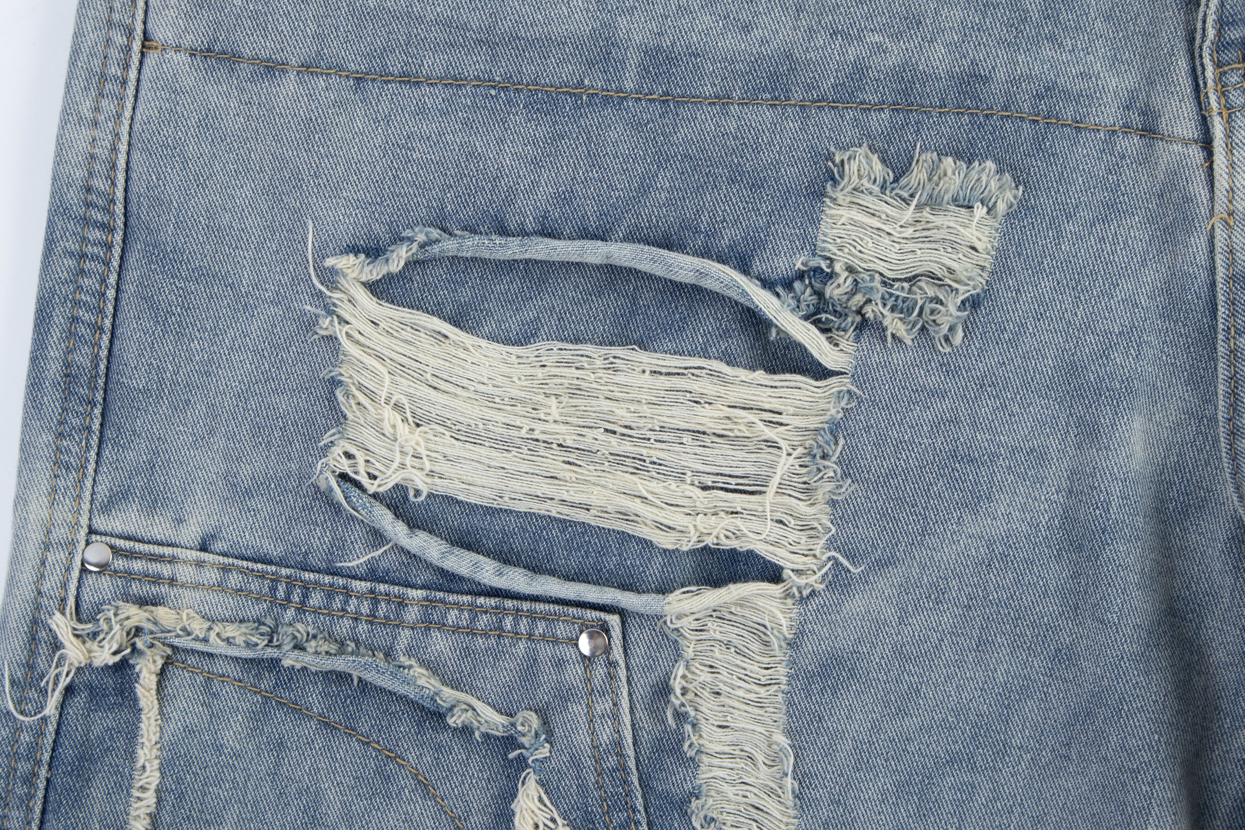 CapCabin Distressed Panel Denim Pants