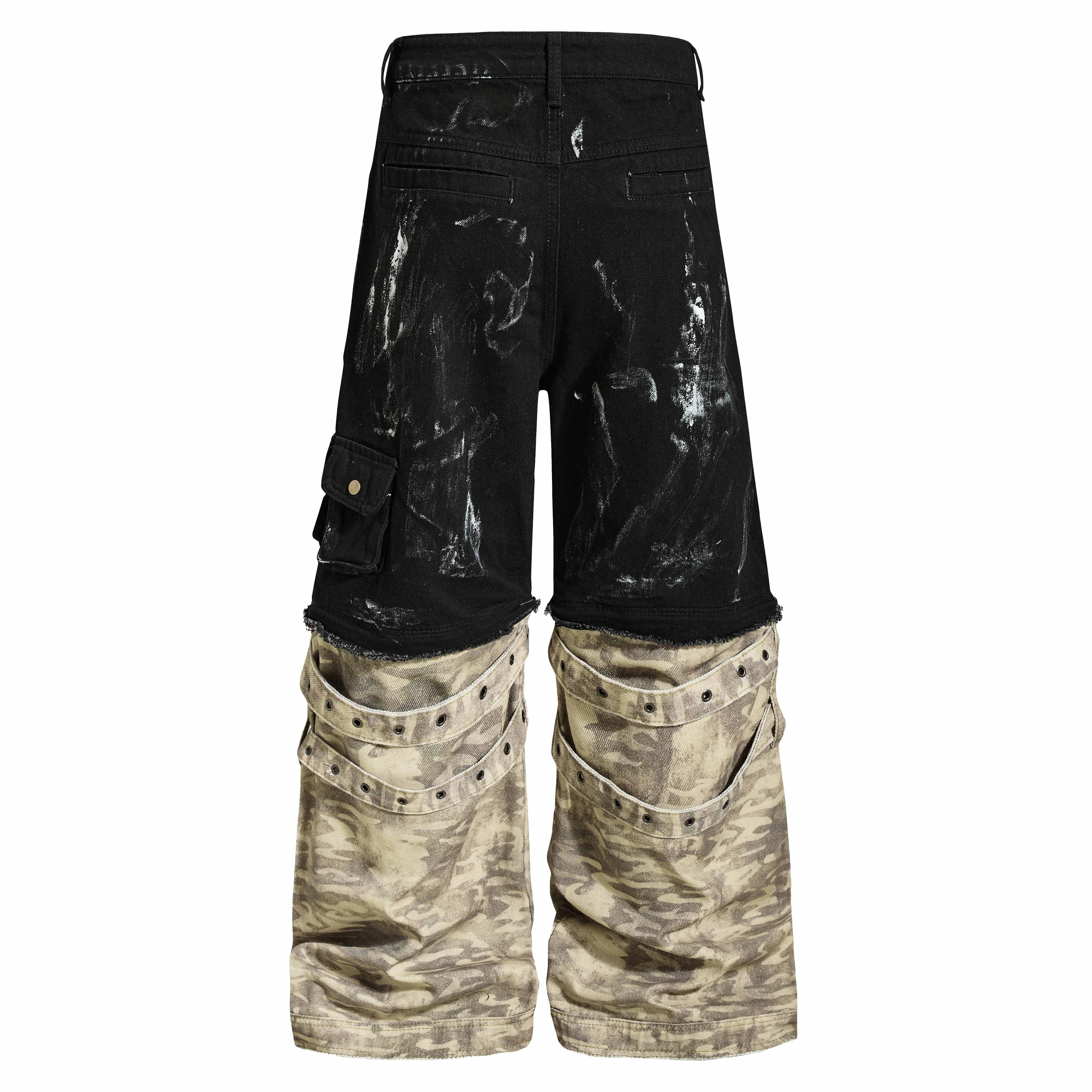CapCabin Washed Utility Cargo Denim Pants