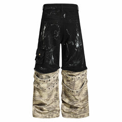 CapCabin Washed Utility Cargo Denim Pants