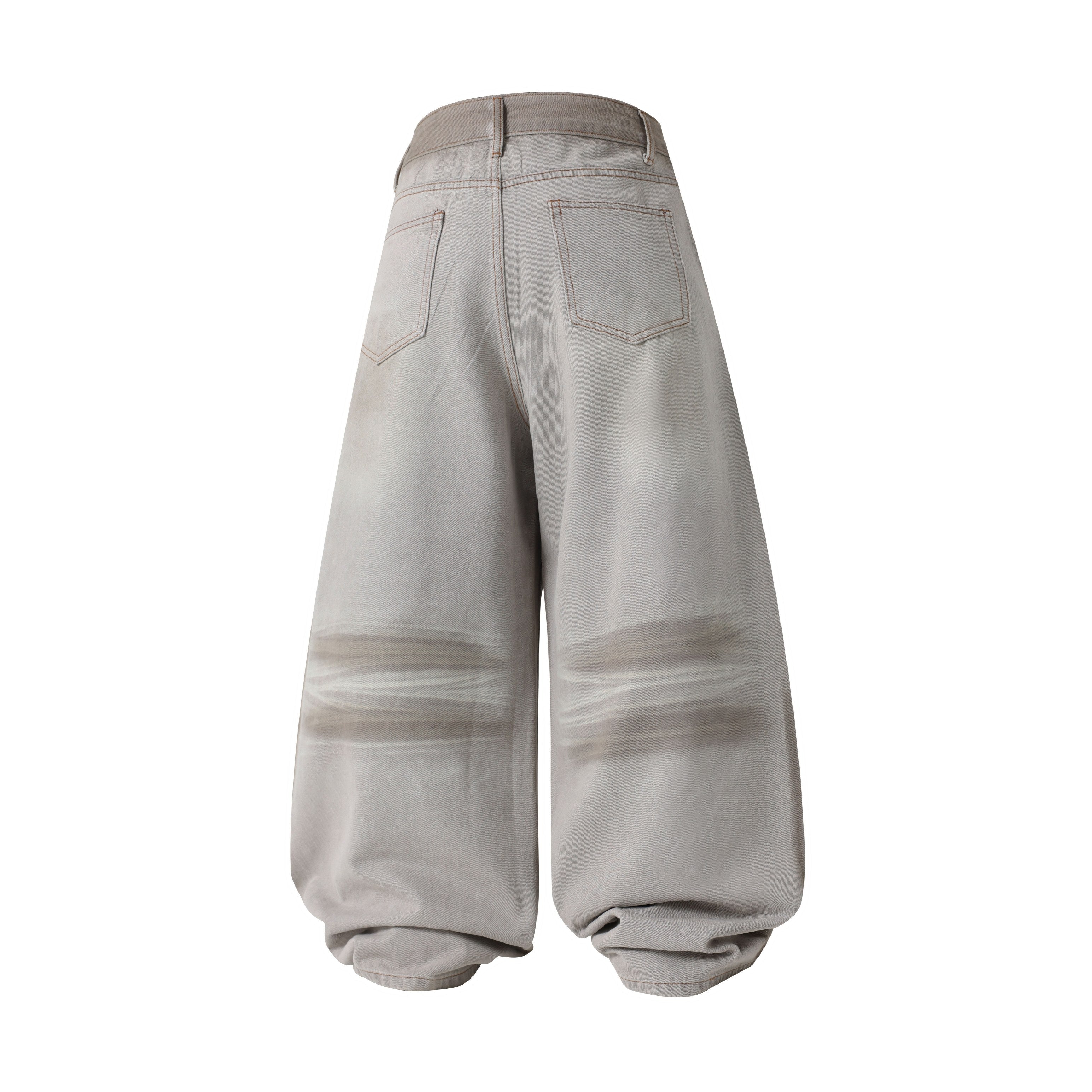 CapCabin Washed Balloon Fit Denim Pants