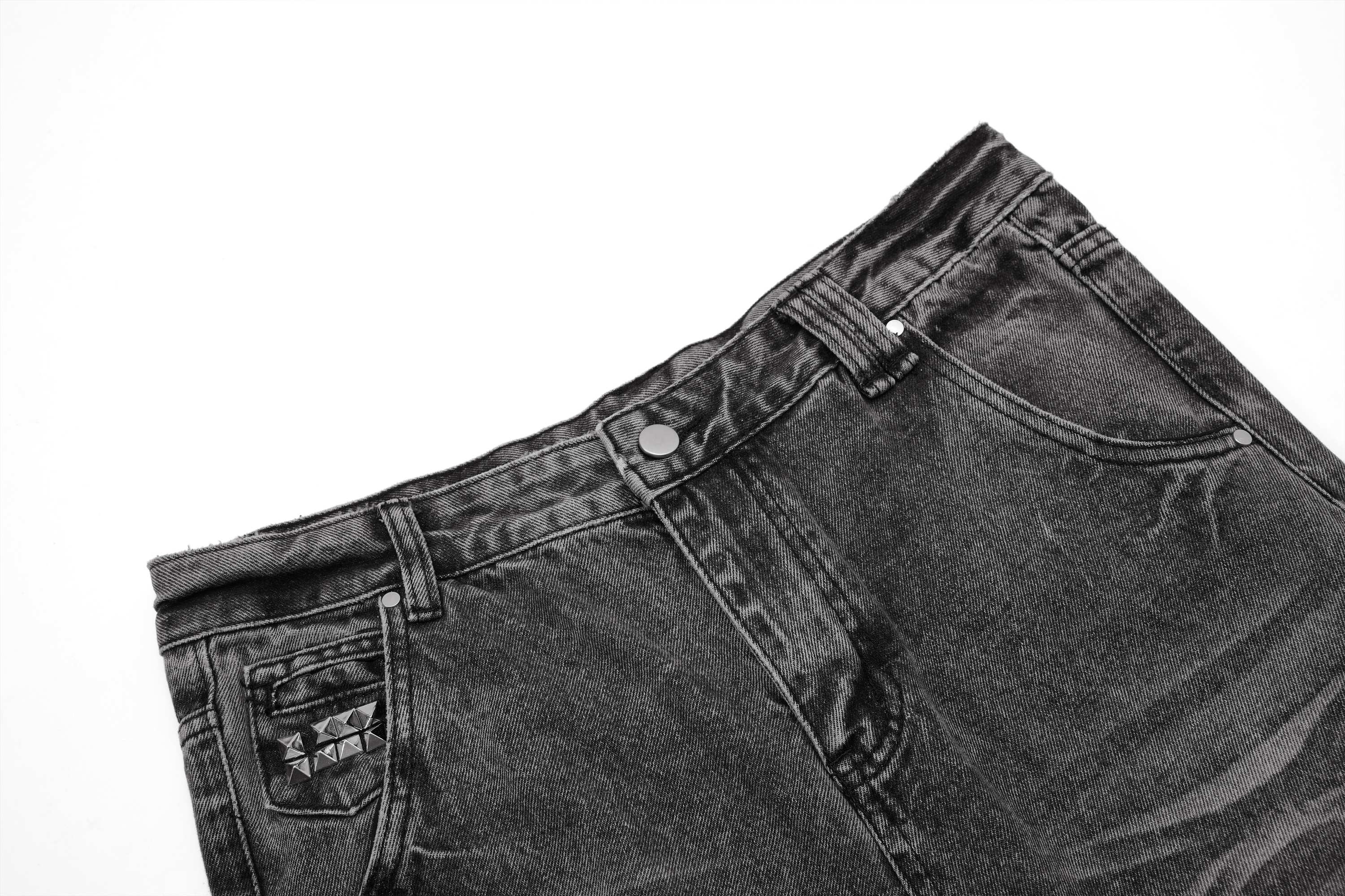 CapCabin Distressed Studded Denim Pants
