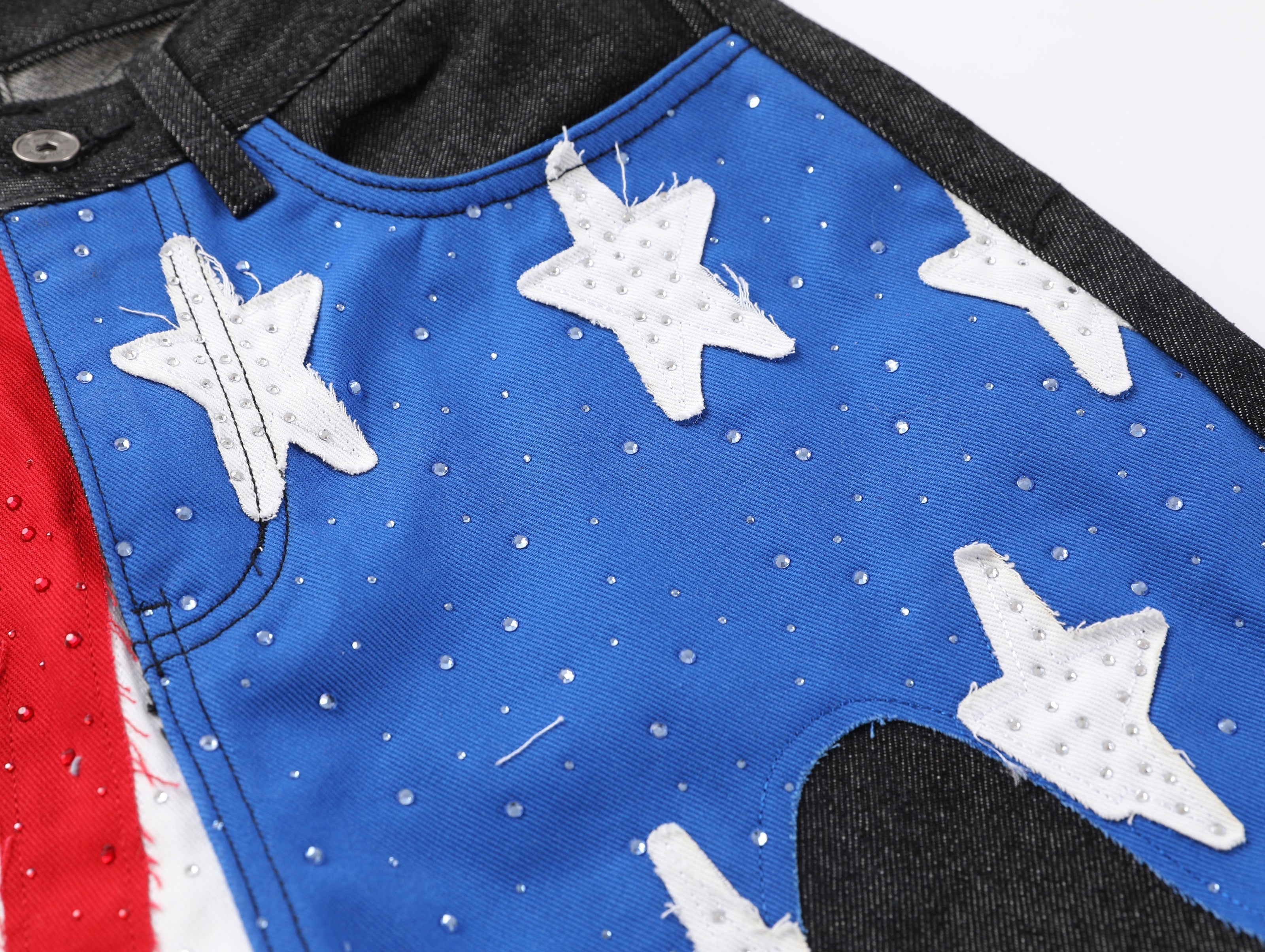 CapCabin Star-Graphic Wide-Leg Denim Pants