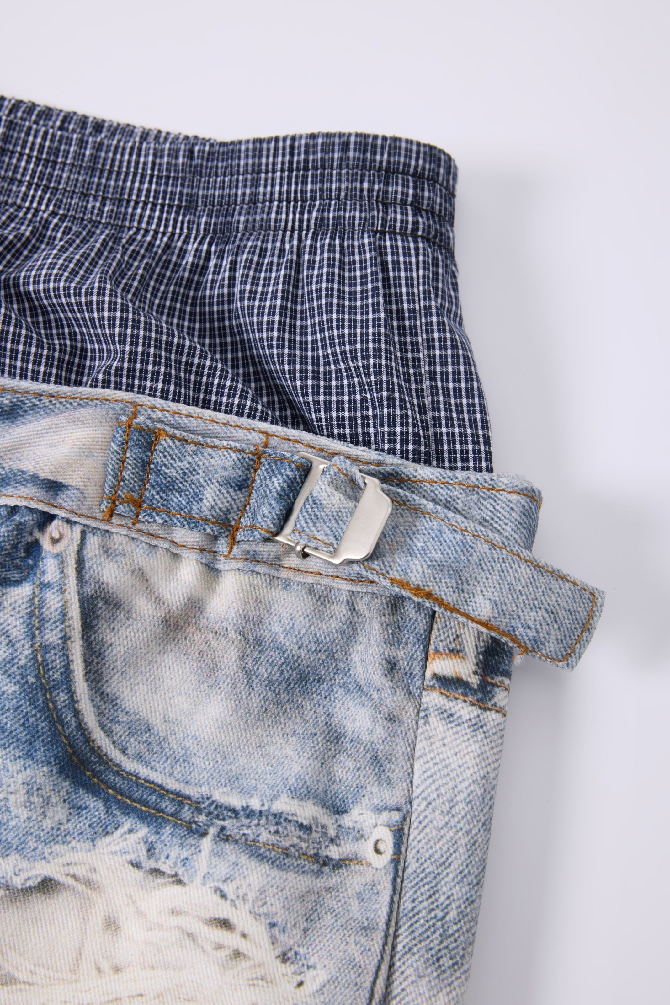 CapCabin Layered Waist Distressed Jeans