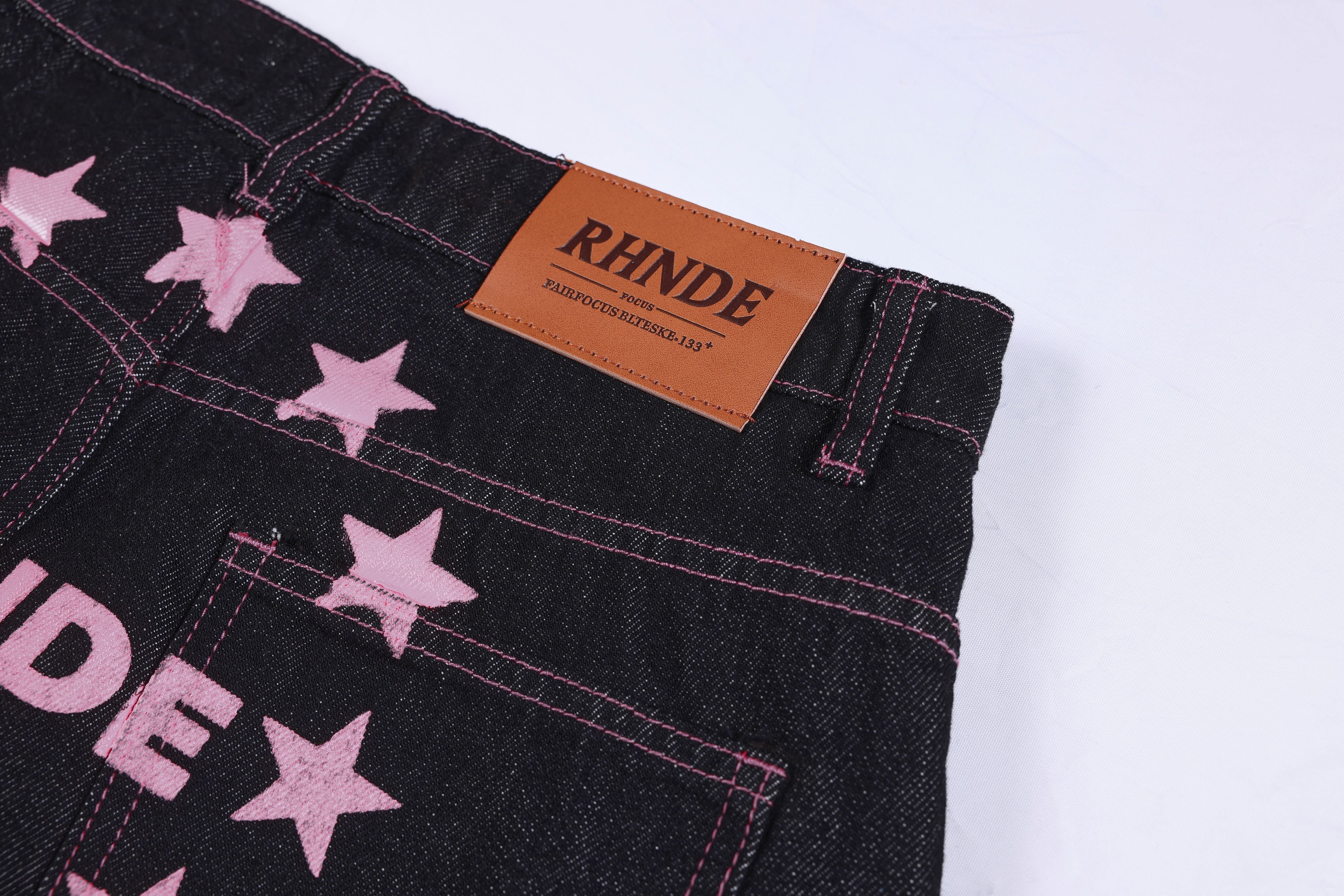CapCabin Double Waist Star Denim Pants