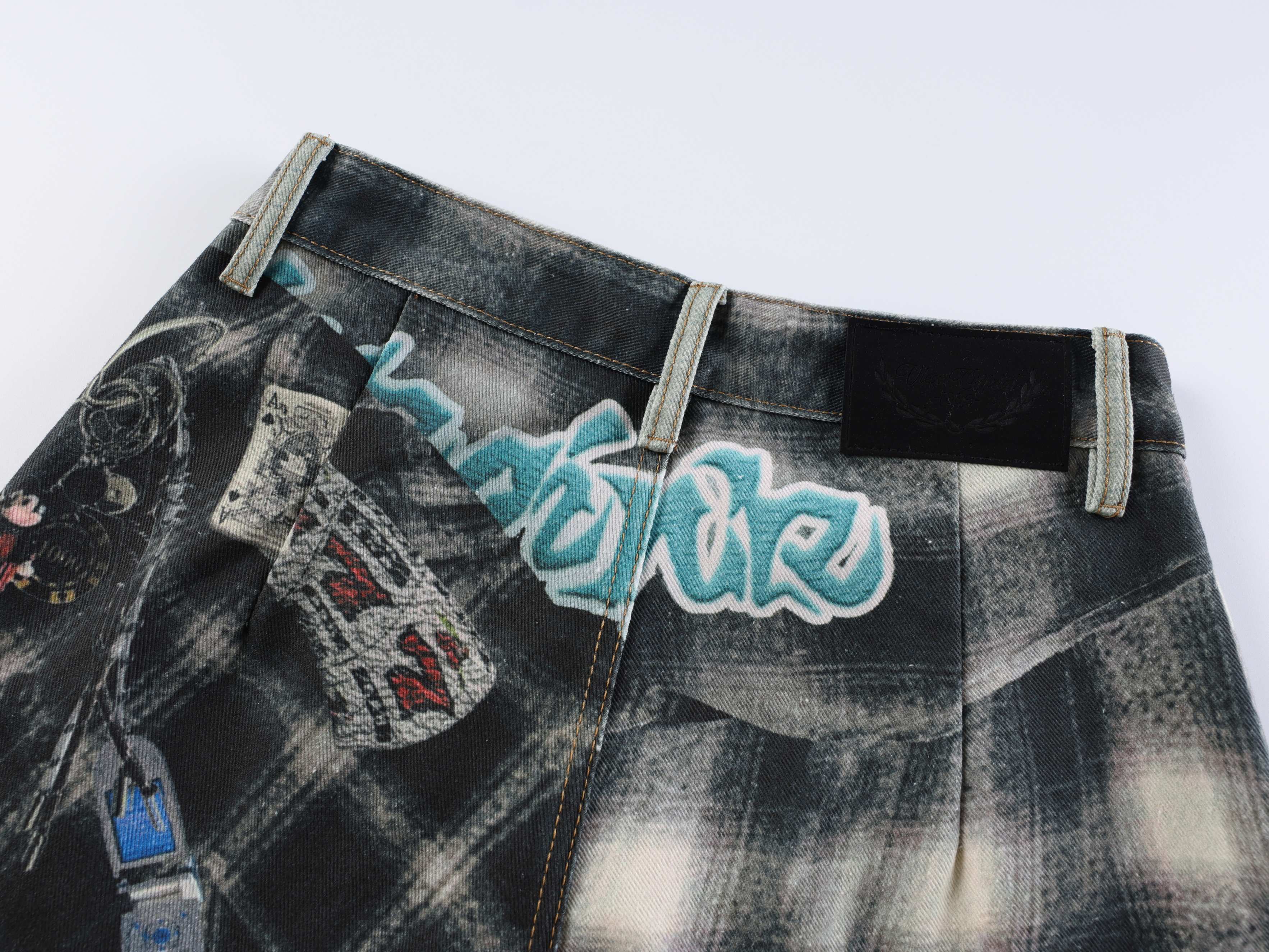 CapCabin “Layered Flannel Patchwork Balloon Jeans”