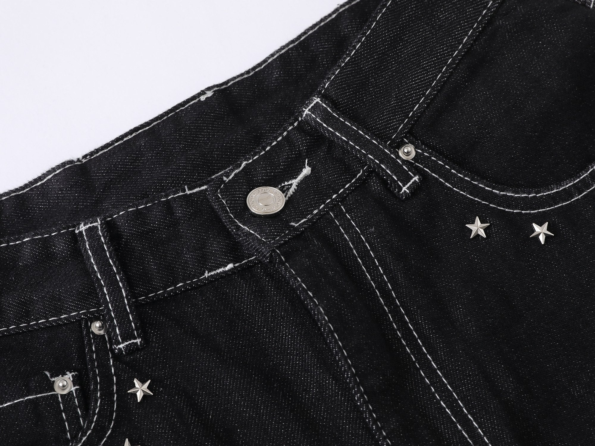 CapCabin “Angel Wing Wide-Leg Denim Jeans”