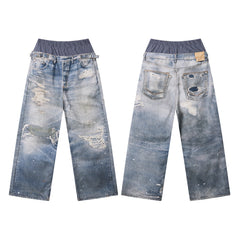 CapCabin Layered Waist Distressed Jeans