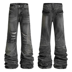 CapCabin Distressed Studded Denim Pants