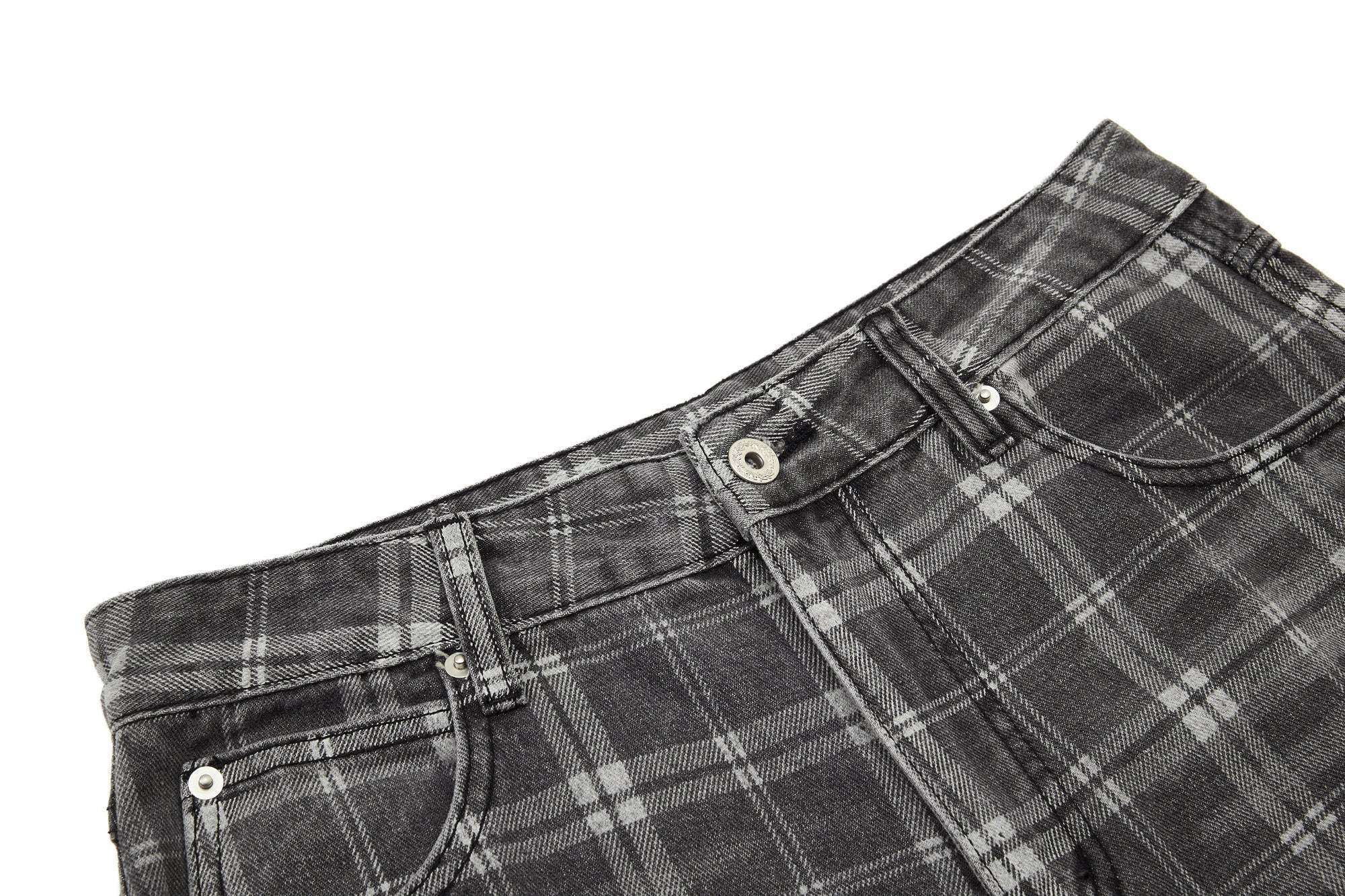 CapCabin Plaid Oversized Wide-Leg Jeans
