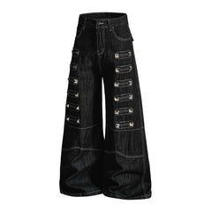 CapCabin Studded Strap Denim Pants
