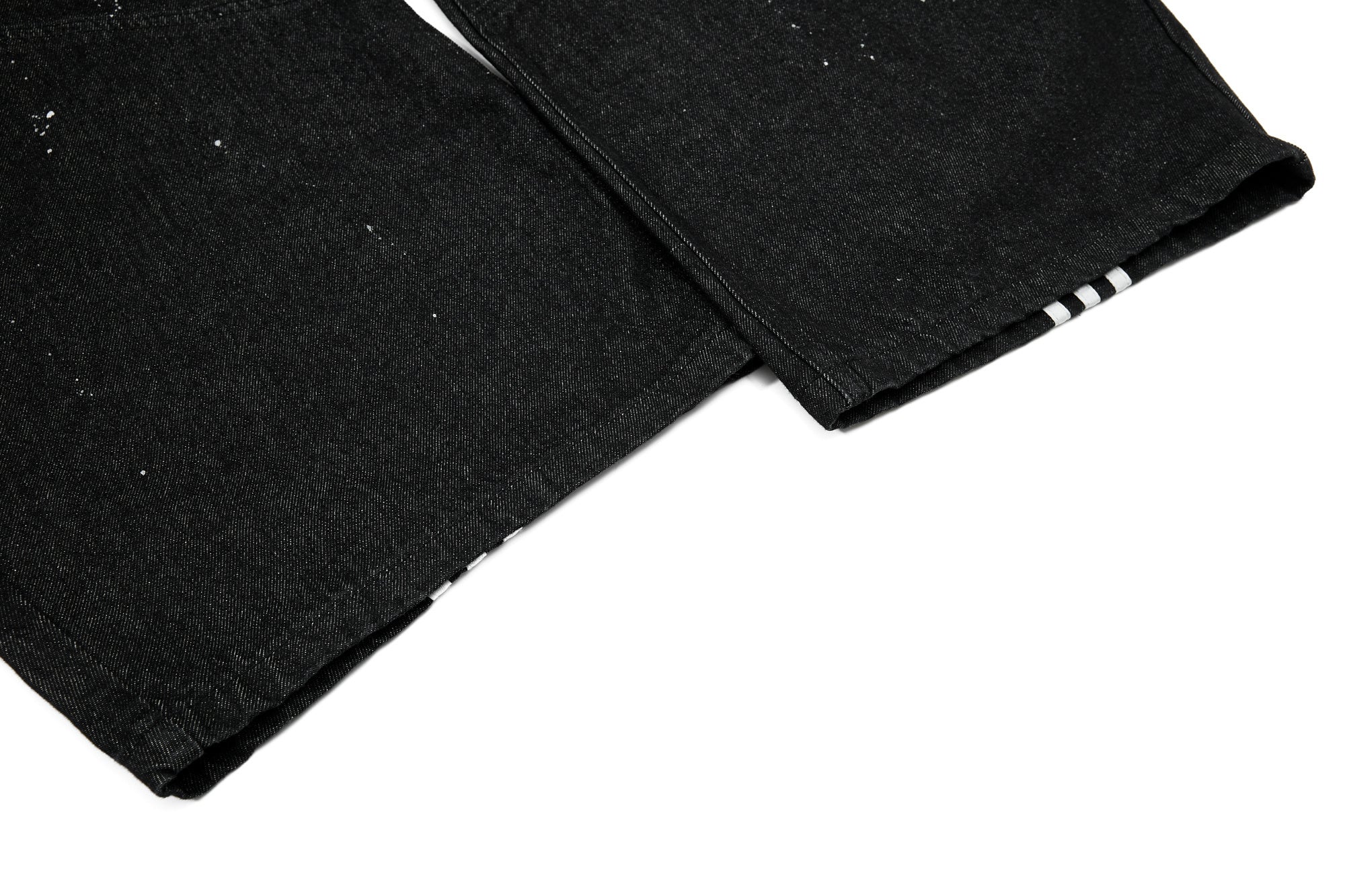 CapCabin Stripe Panel Paint-Splatter Wide-Leg Jeans