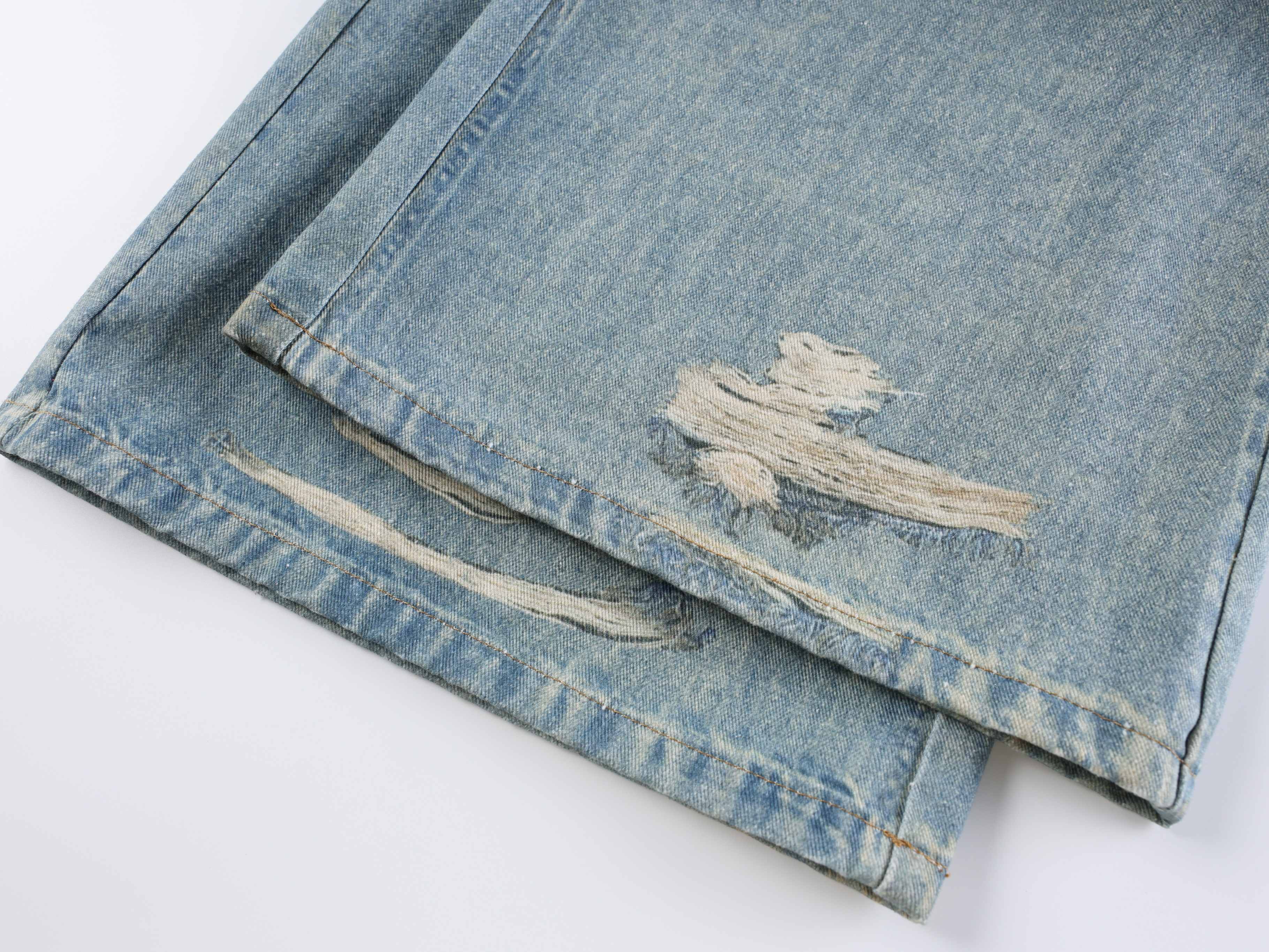 CapCabin “Layered Flannel Patchwork Balloon Jeans”